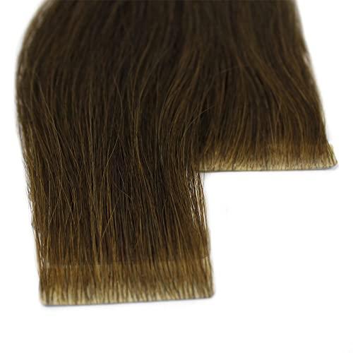 Hair De Ville 20 Pcs X 18" Invisible Seamless Tape In PU Skin Weft Machine Injected Remy Human Hair Extensions (#4 Brown)