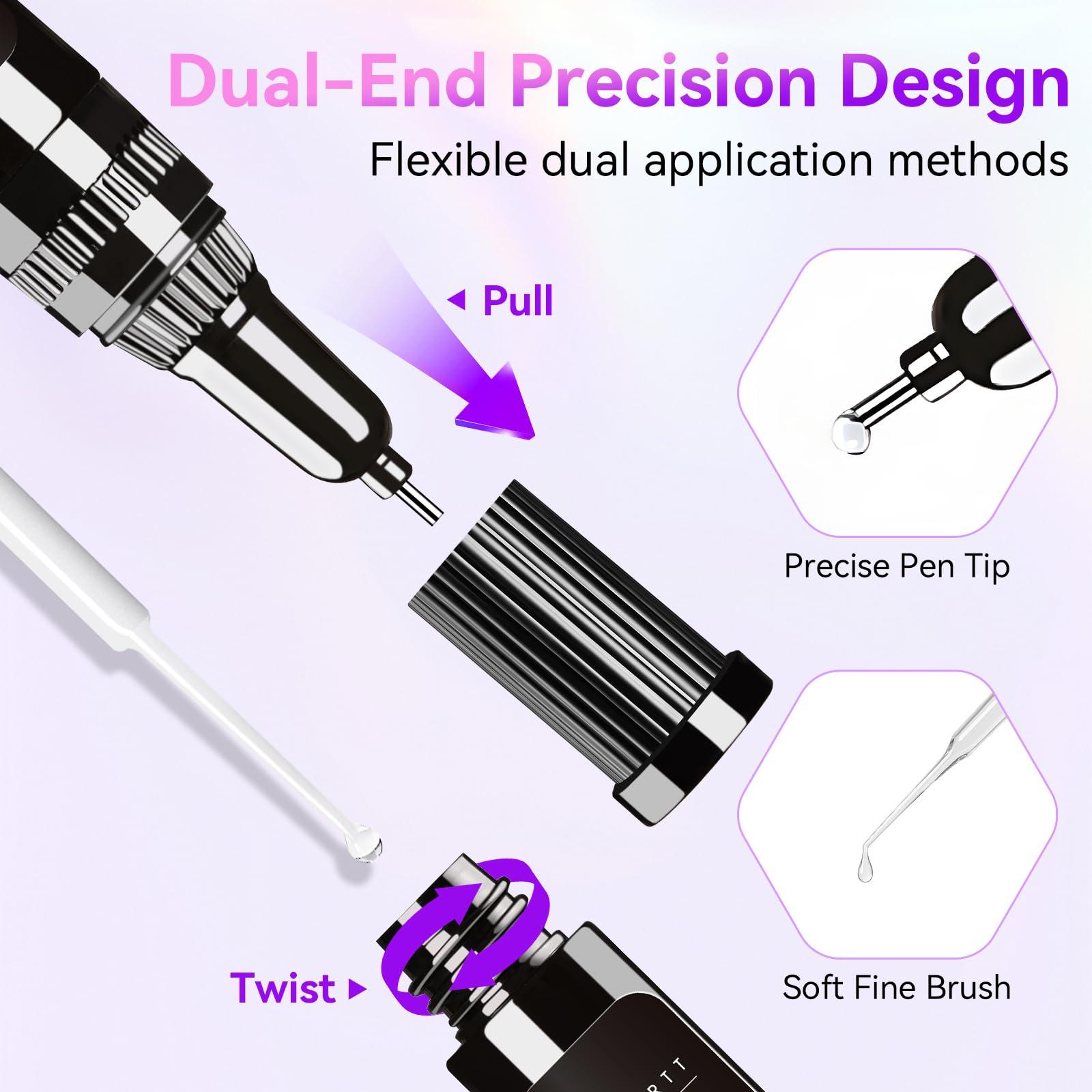 Makartt Makartt Nail Rhinestone Glue Gel, Upgrade Gel Nail Glue with Brush Pen Tip Super Strong Adhesive Precise for Nail Charms Crystals Rhinestone Beads Flower 3D Decorations 8ml*2