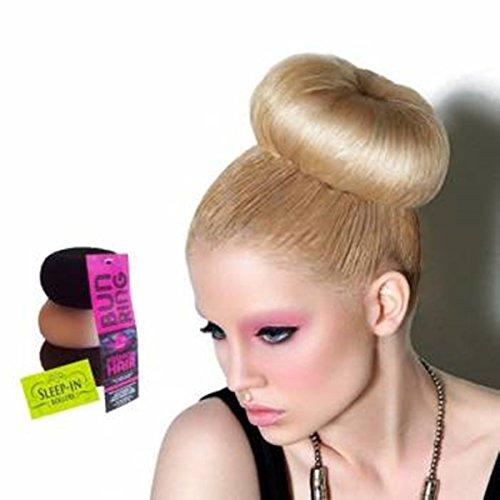AnHua AnHua® 2PCS Black Extra Large Hair Styler Tool Donut Bun Maker Former Doughnut Shaper Ring Styling Roll Updo 10cm