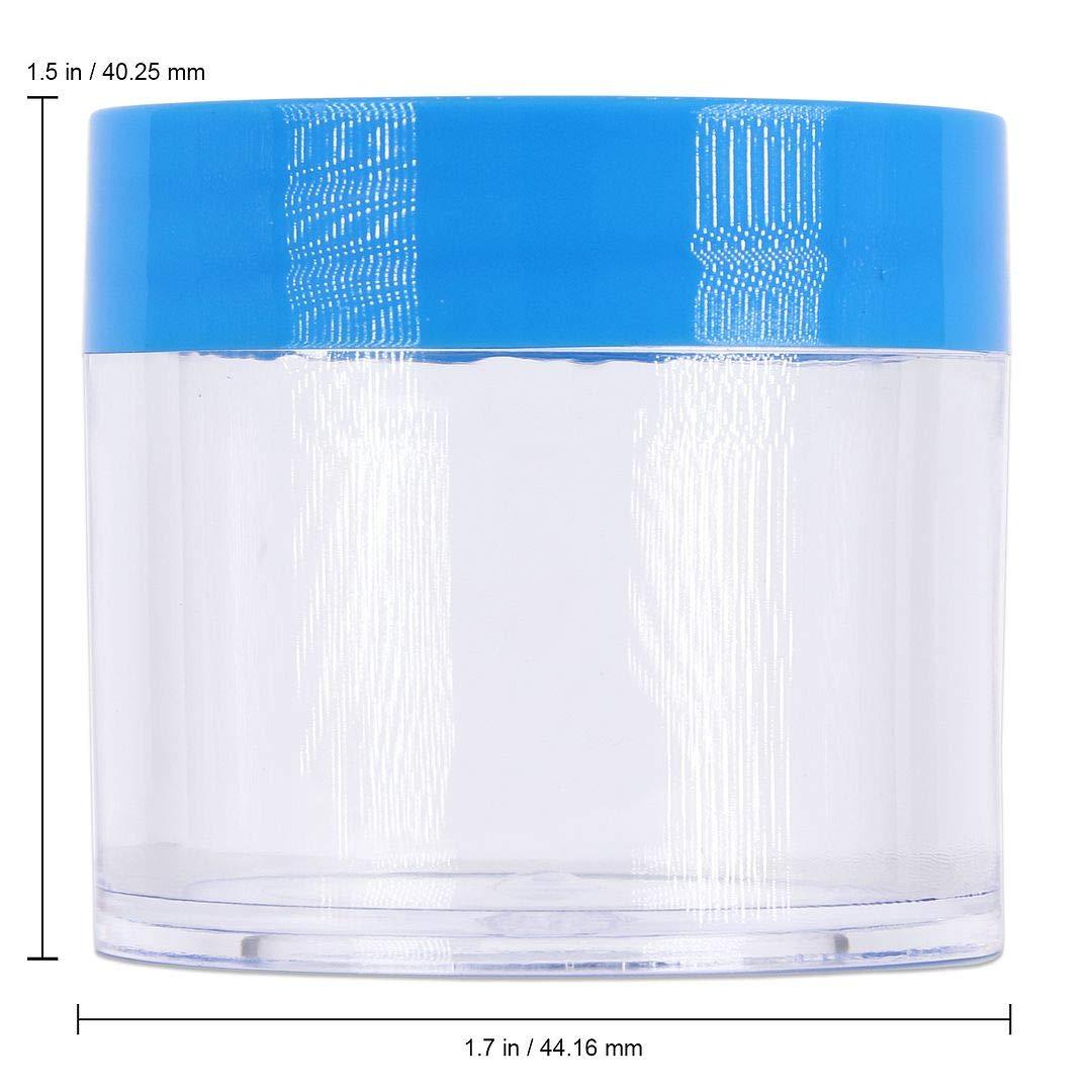 BEAUTI Beauticom 648pcs 30G/30ML (1oz) Thick Wall Round Plastic Clear Container Jars BPA Free LEAK PROOF with Flat Top Lids (648 Pieces, BLUE)