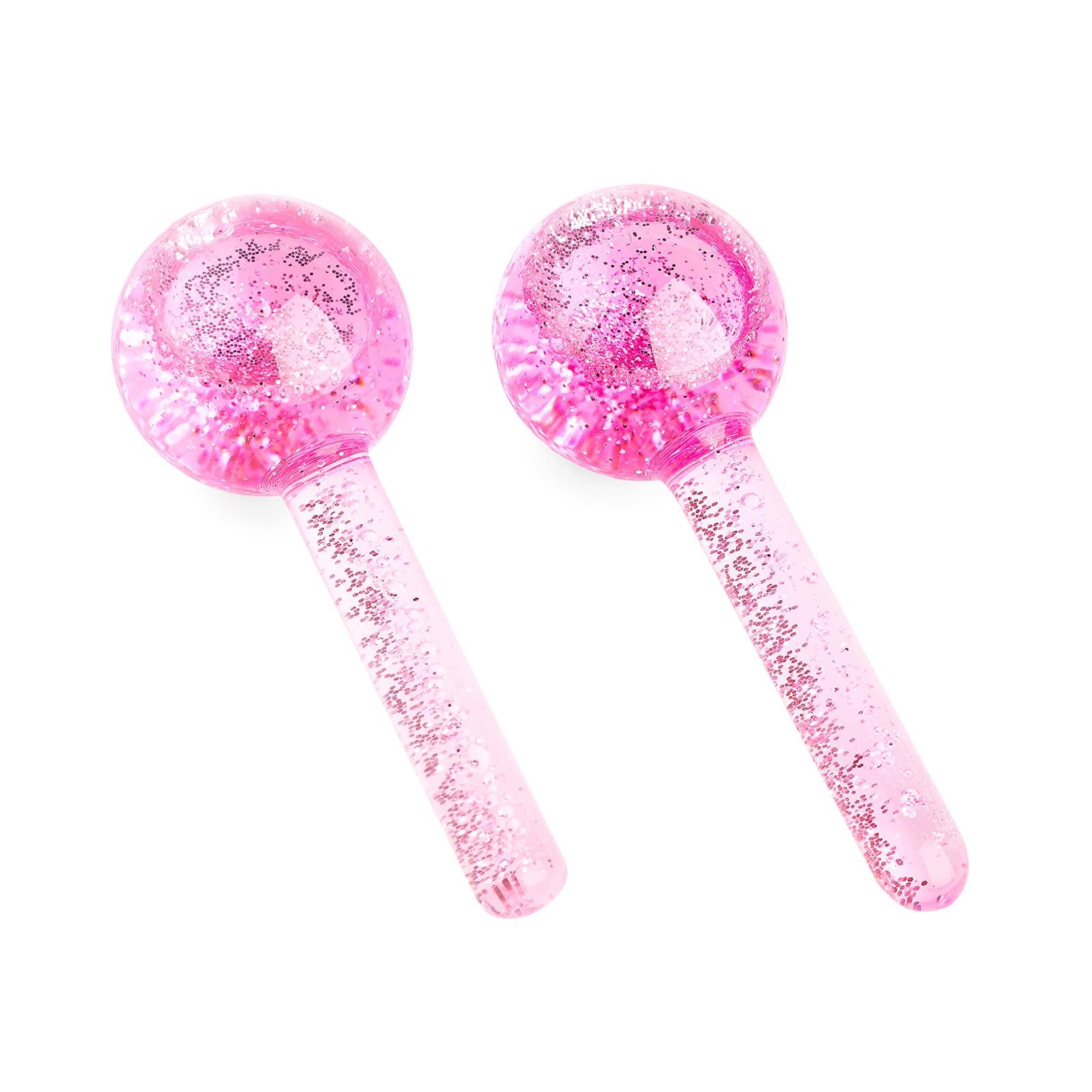 Zo Ayla Zoe Ayla Ice Globes, 2 pcs - Face Ice Roller for Relaxing and Reducing Fine Lines - Tightening and Depuffing Skin - Ideal for Tired Eyes - Travel Sized Facial Massager with Cute Sparkles