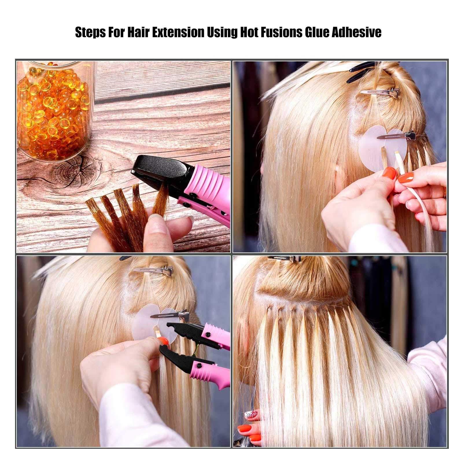 Joyzan Joyzan Hair Extension Granule, Fusions Keratin Pellets Bead Hairing Extensions Granules Hot Melt Grain Making Nail Design Wig Glue Tip Rebond Bead Flat Tool Accessory Total 100g 2 Bottle DIY Accessory