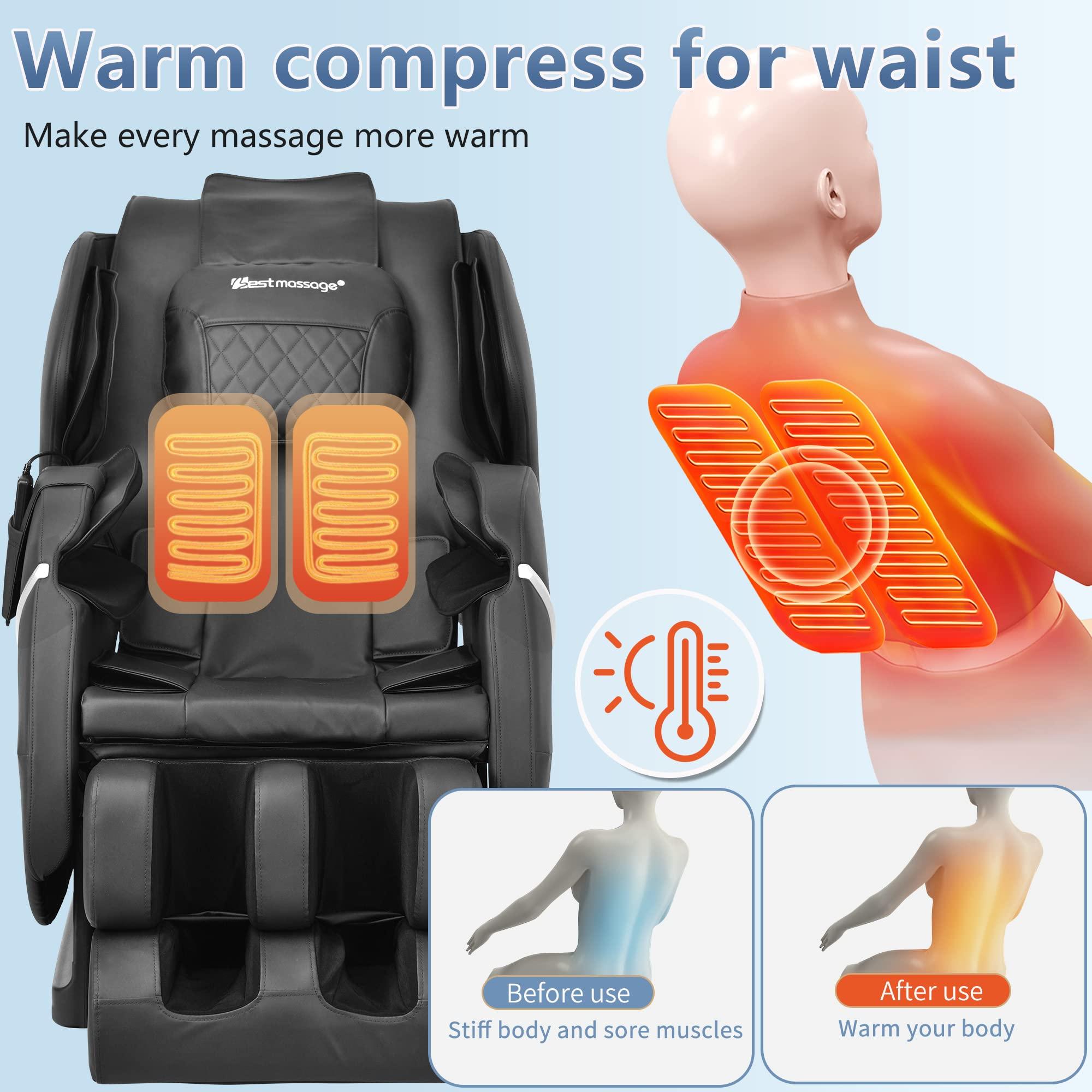 BestMassage Massage Chair Zero Gravity Full Body Electric Shiatsu Massage Chair Recliner with Foot Rollers Built-in Heat Therapy Air Massage System Stretch Vibrating for Home Office(Black)