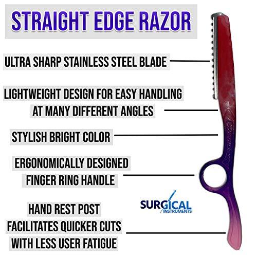 SURGICAL ONLINE Professional Straight Edge Barber Razor Haircutting, Styling, Premium Stainless Steel Blades For Shaping, Texture, Layering, Blending