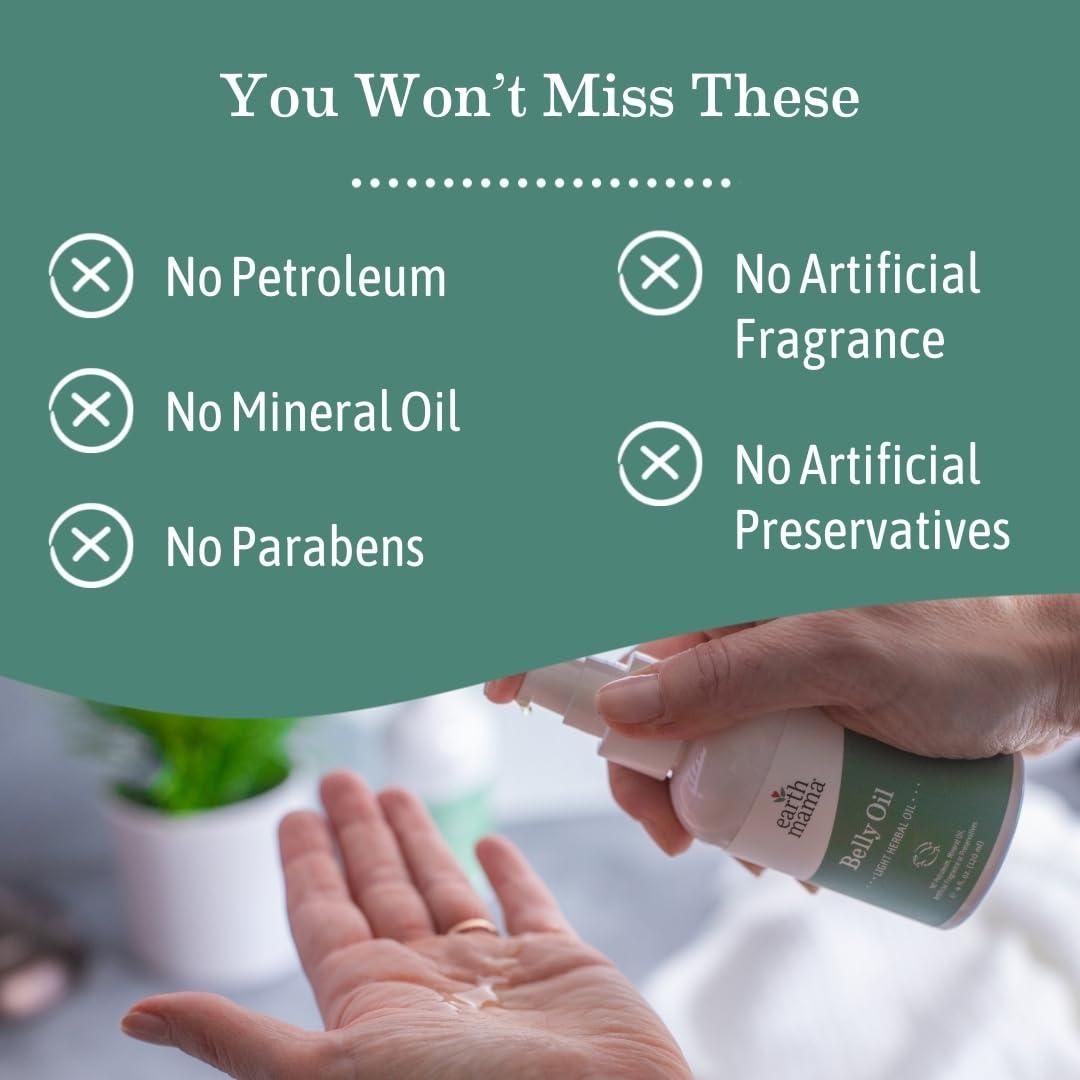 Earth Mama Earth Mama Belly Oil for Dry Skin | Calendula Skin Care Moisturizer Oil to Encourage Natural Elasticity and Help Prevent Stretch Marks During Pregnancy and Postpartum, 4-Fluid Ounce (3-Pack)