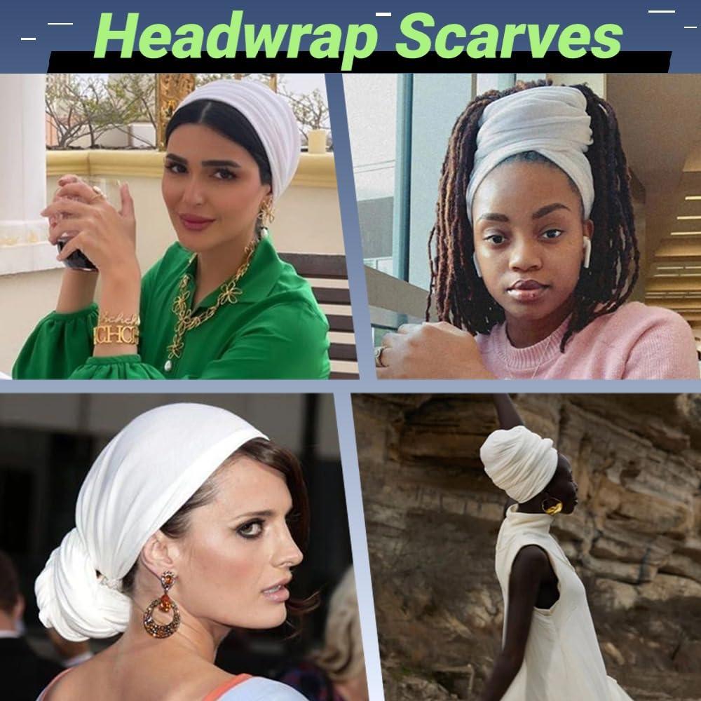 Ftoronaly Ftoronaly Turban Head Wraps for Black Women Hair Wraps Stretch Soft Jersey Hijab Scarf Headwraps Headband White