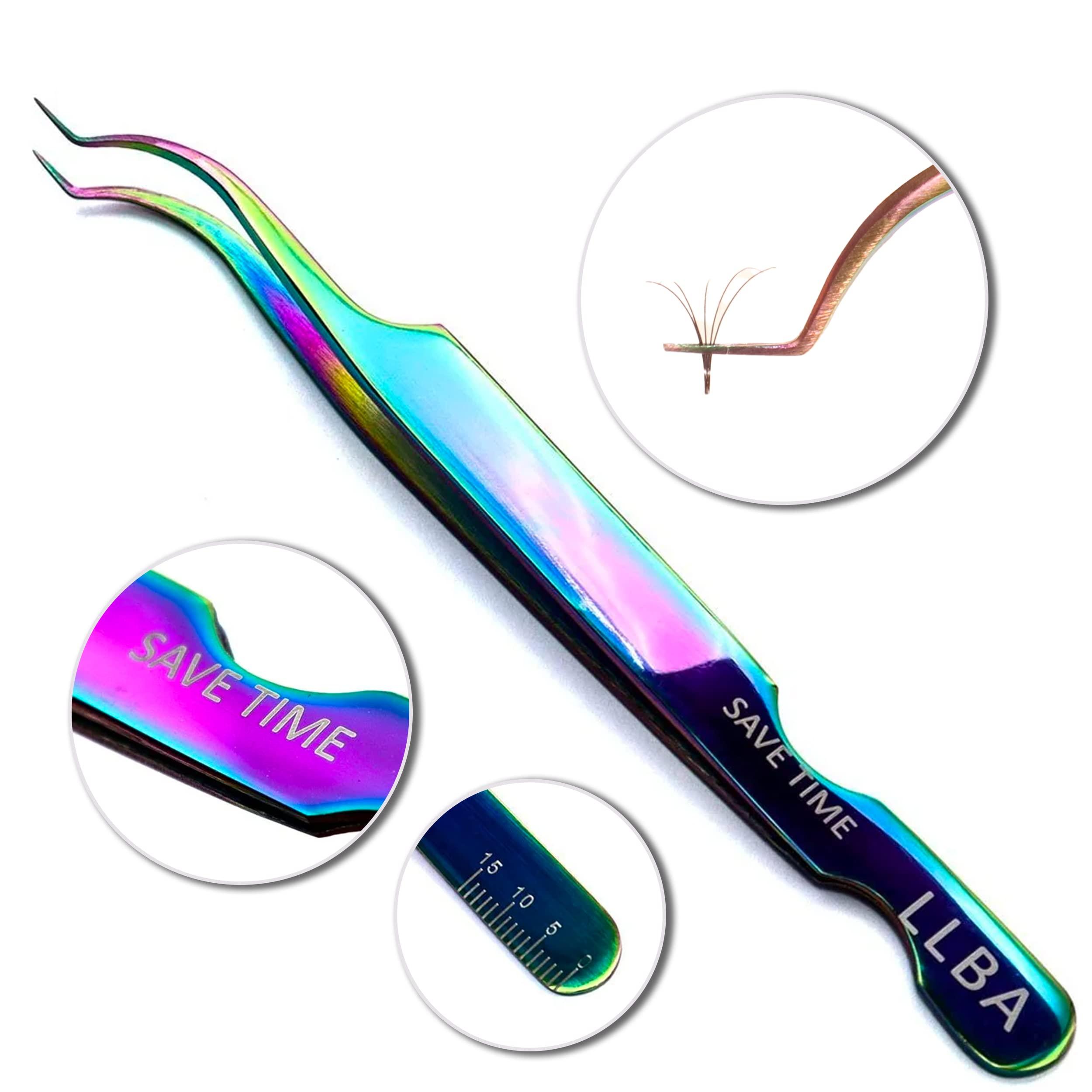 LLBA LLBA Lash Tweezer Professional Volume False Lash Application Tool | Multi Shapes & Purposes Tweezers | Non-Slip Grip Tweezers for Volume, Isolation & Classic Lashes (Galaxy, Save Time Inner Corner)
