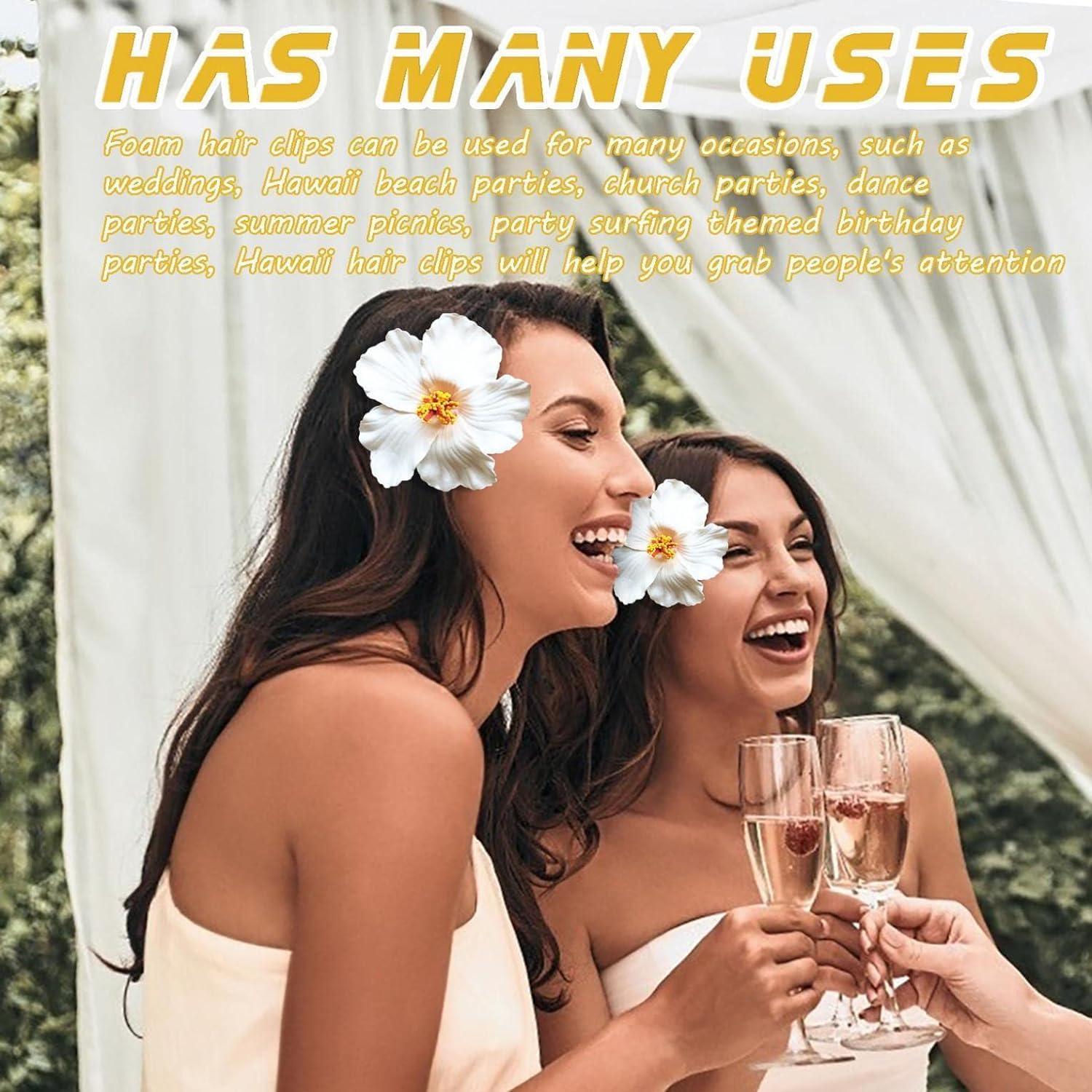 TypoGrove Red Hawaiian Flower Hair Clip for Women Girls Fashion Bohemian Flowers Hair Accessory for Dancer Bridal Wedding Beach Party Hair Accessories (8cm)