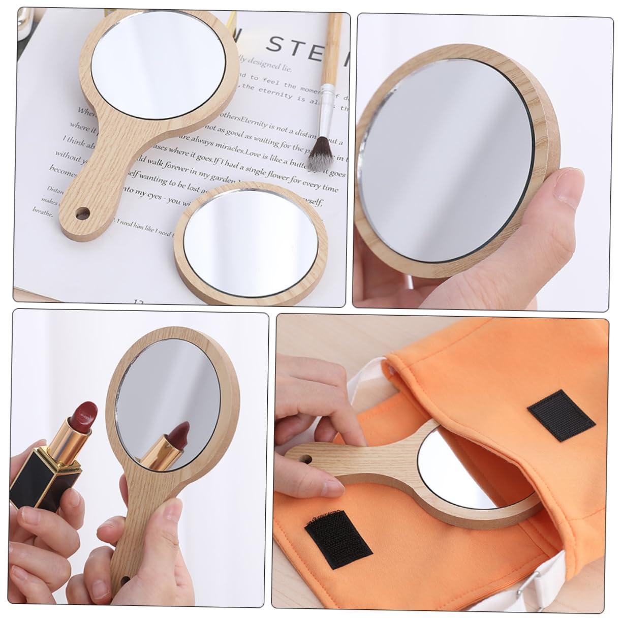 NOLITOY NOLITOY 4pcs Handle Vanity Mirror Handheld Mirror LED Pocket Mirror Mini Portable LED Makeup Handheld Portable Mirror Pocket Cosmetics Mirrors Women Makeup Hand Mirror Tabletop Wooden