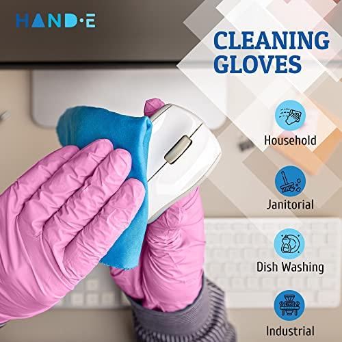 Hand-E Touch Hand-E Touch Pink Nitrile Disposable Gloves Small, 100 Count - Esthetician, Nail Tech, Microblading, Hair Dye & Stylist, Salon, Cleaning Gloves - Latex Free Gloves