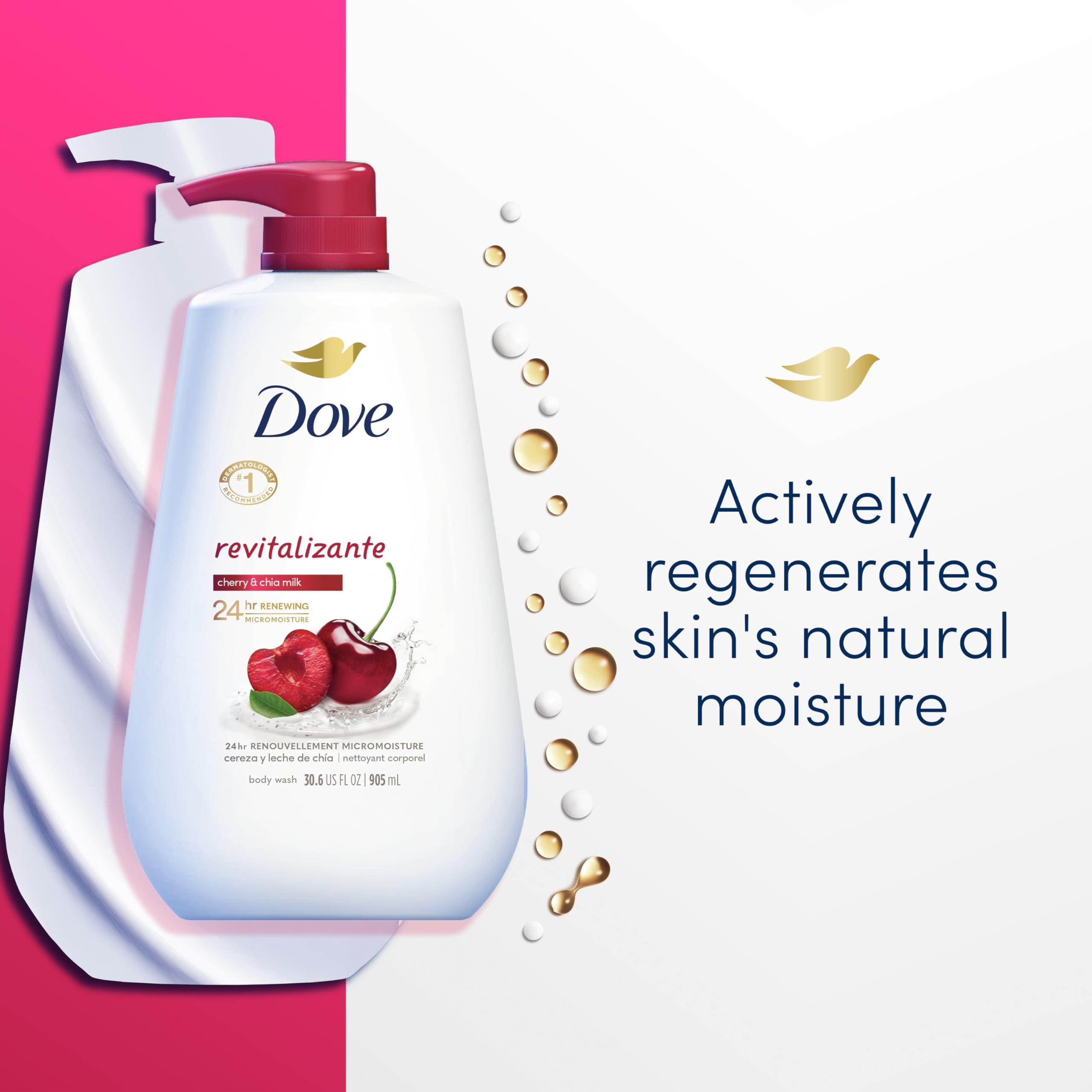 Dove Dove Body Wash with Pump,Revitalizante Cherry & Chia Milk, 3 Count & Body Wash with Pump Refreshing Cucumber and Green Tea Refreshes Skin Cleanser