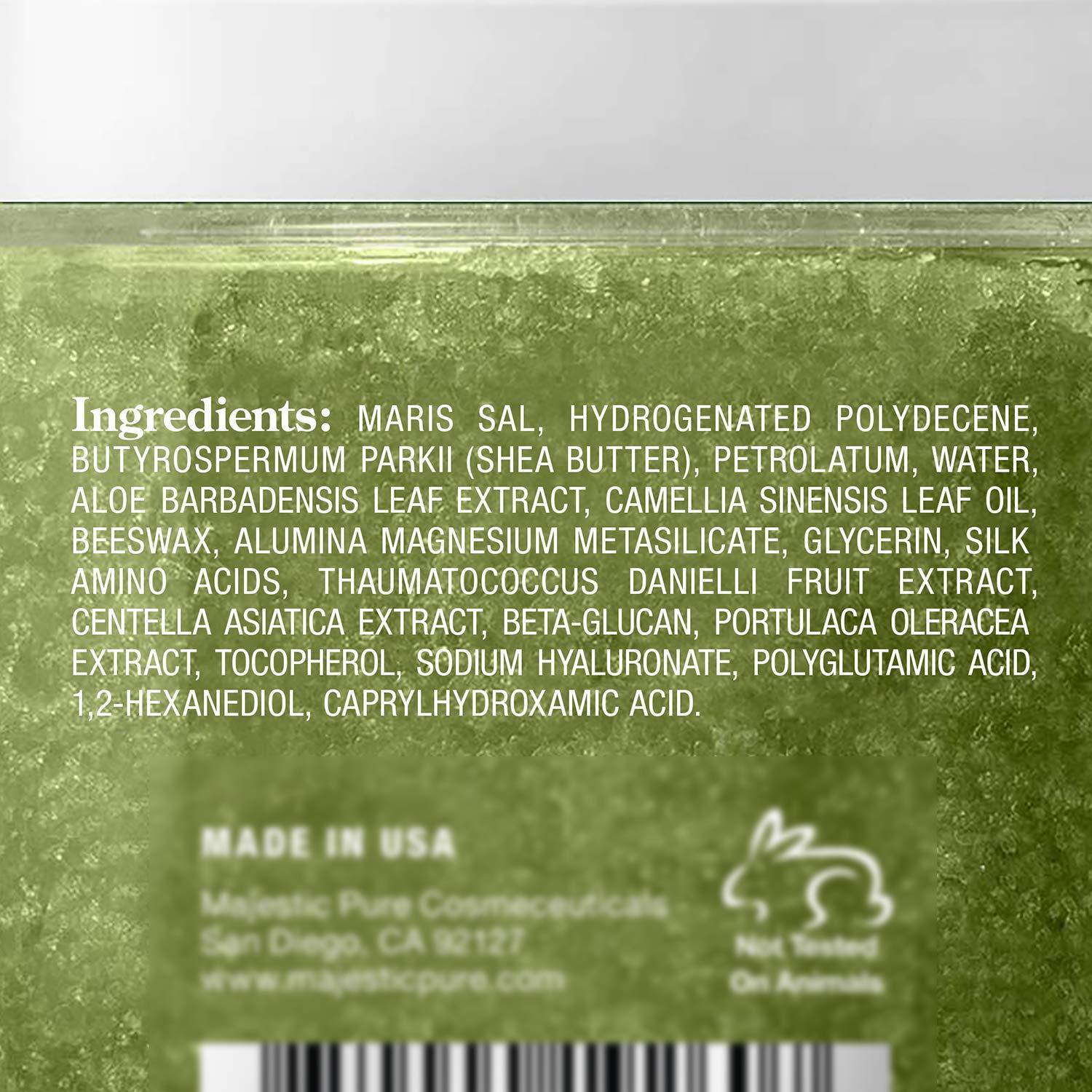 MAJESTIC PURE Majestic Pure Matcha Green Tea Body Scrub for All Natural Skin Care - Exfoliating Multi Purpose Body and Facial Scrub Moisturizes and Nourishes Face and Skin - 10 oz - Great Gift for Her