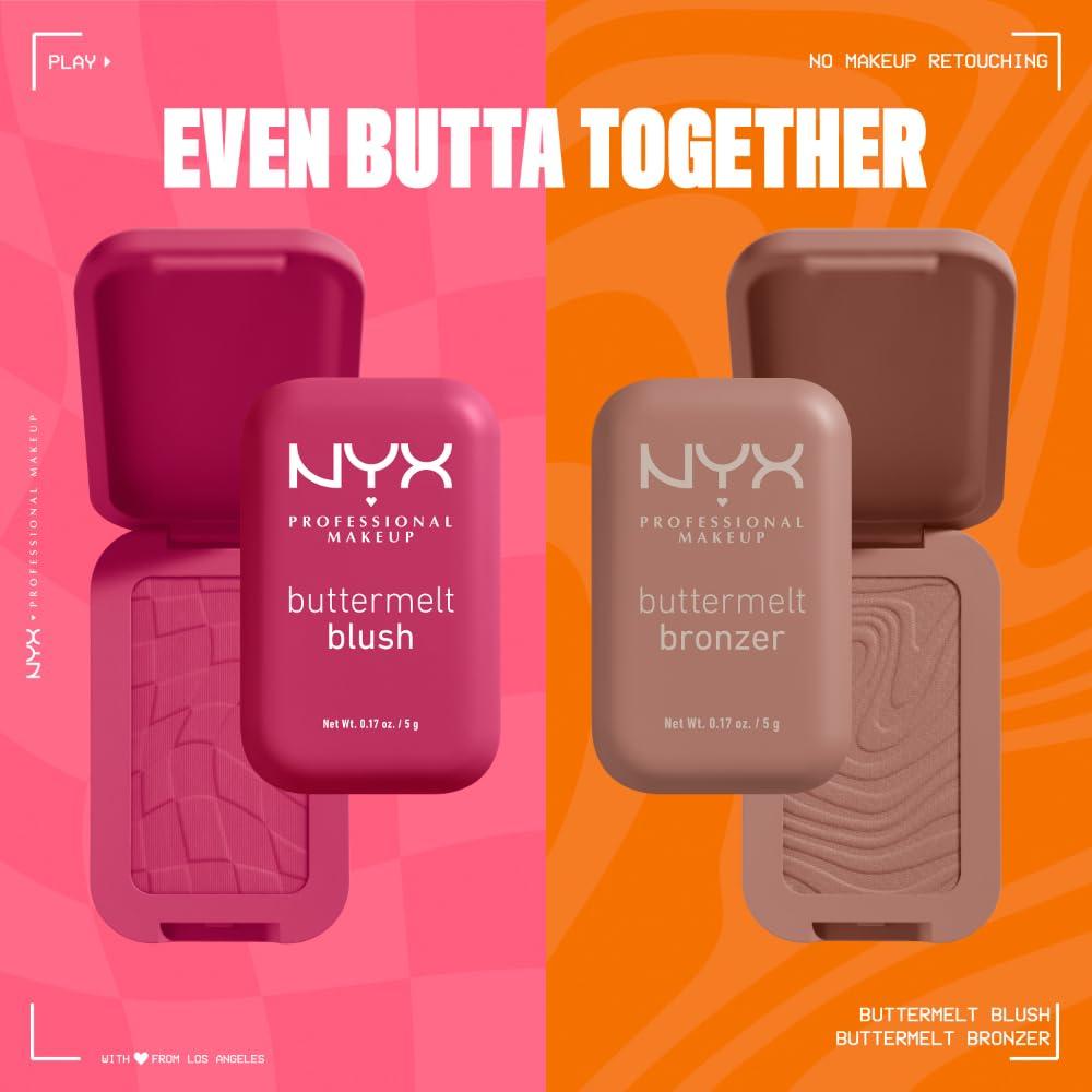 NYX PROFESSIONAL MAKEUP NYX PROFESSIONAL MAKEUP Buttermelt Powder Blush, Fade and Transfer-Resistant Blush, Up to 12HR Make Up Wear, Vegan Formula - Feeling Butta