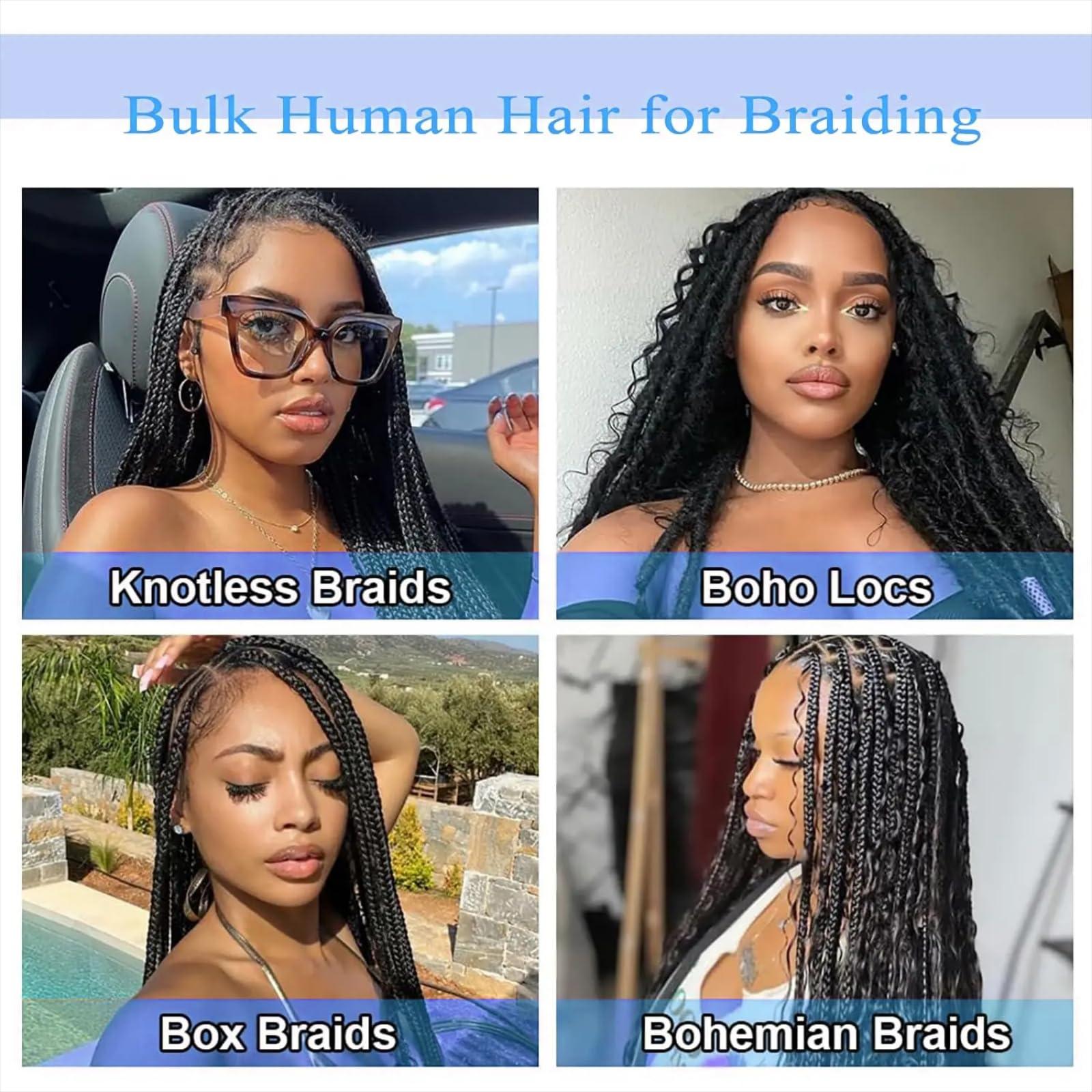 Yifute Human Hair Braiding Hair Deep Wave Bulk 100 percent Human Hair 10Inch Unprocessed Brazilian Hair for Human Hair Extensions 1 Braid Per of 1 pack 50g Human Hair for Micro braiding No Weft