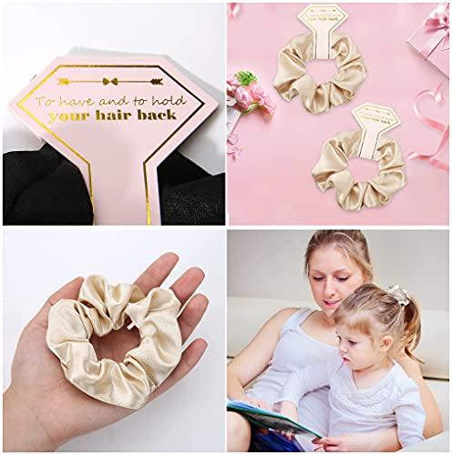Hasoar 8pcs Satin Bridesmaid Proposal Gifts Hair Ties Hair Scrunchies Bachelorette Party Favors Satin Bridesmaid Gift for Wedding Parties (white & champagne)