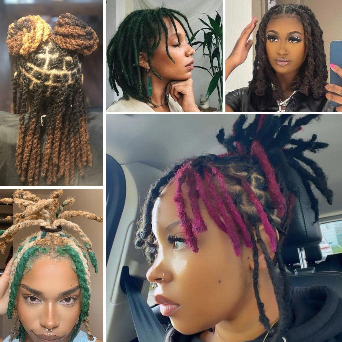 Sangtok 50 Locs 0.6cm Thickness 100% Human Hair Dreadlock Extensions, 10" Handmade Permanent loc Extensions for Black Men and Women