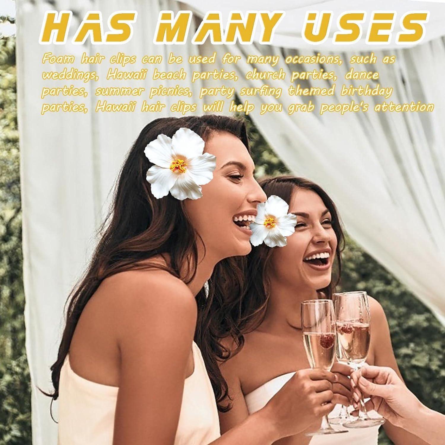 YSSZAM 1PC Red Hawaiian Flower Hair Clip for Women Girls Fashion Bohemian Flowers Hair Accessory for Dancer Bridal Wedding Beach Party 8 cm