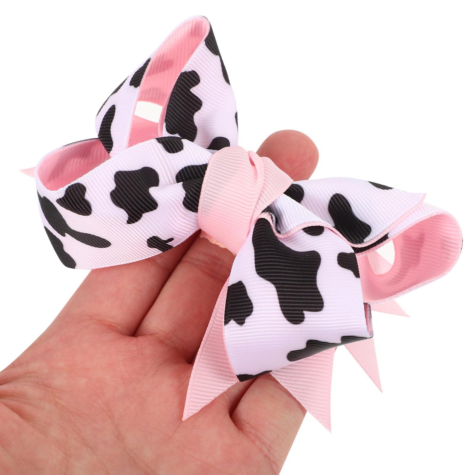 CALLARON CALLARON Cow Print Hair Bows for Girls Bowknot Hairpin 3.34X2.95inch Cute Bow Hair Barrettes Cow Print Bowknot Hair Clip Cartoon Hair Accessories for Birthday Wedding Party Headdress