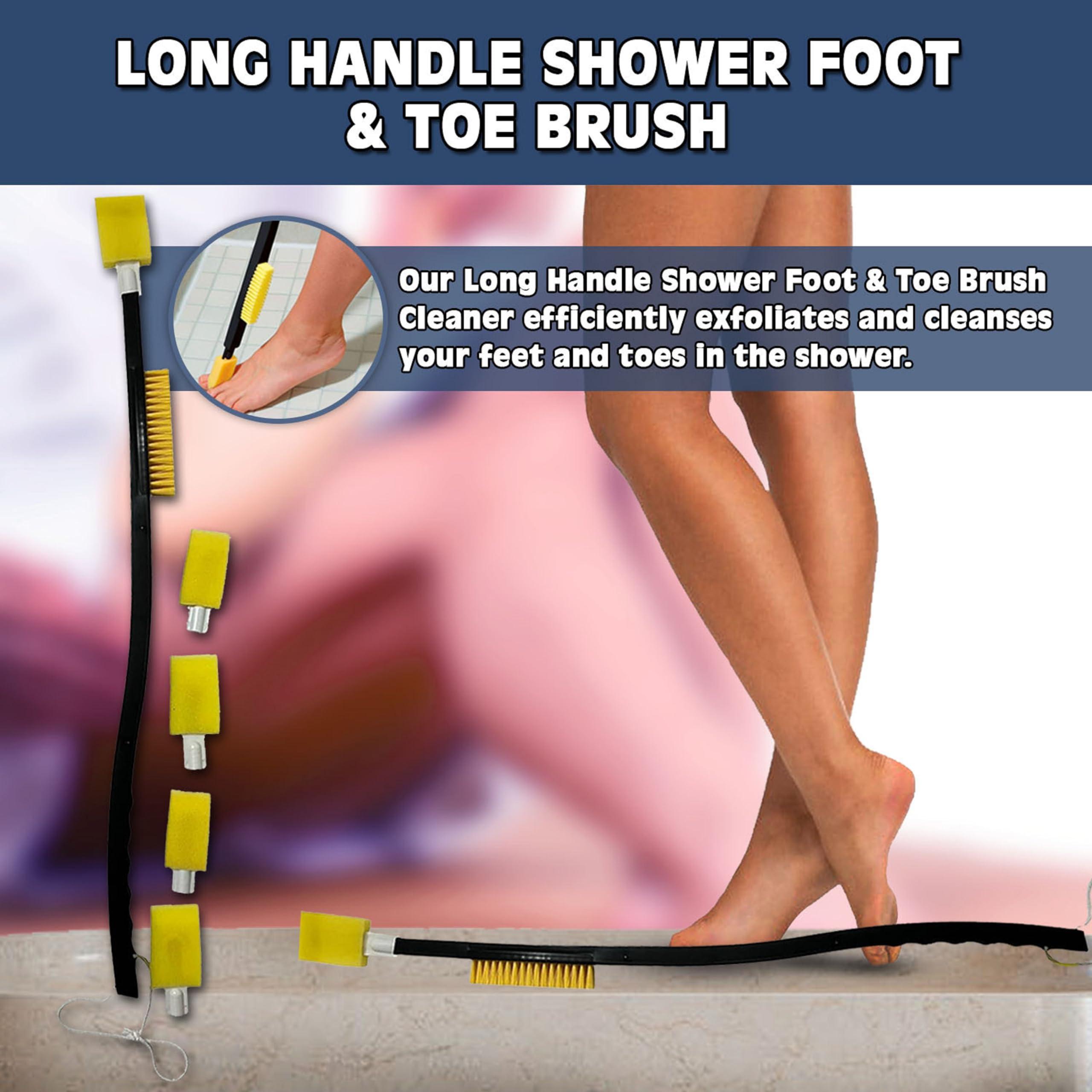 KJL Emporium KJL Emporium-Foot Brush with Long Handle for Shower-Toe Brush Cleaner and Scrubber with 4 Sponge Replacements-Foot Brush,Foot Scrubber Brush, Foot & Toe Brush with a Long Handle for Shower