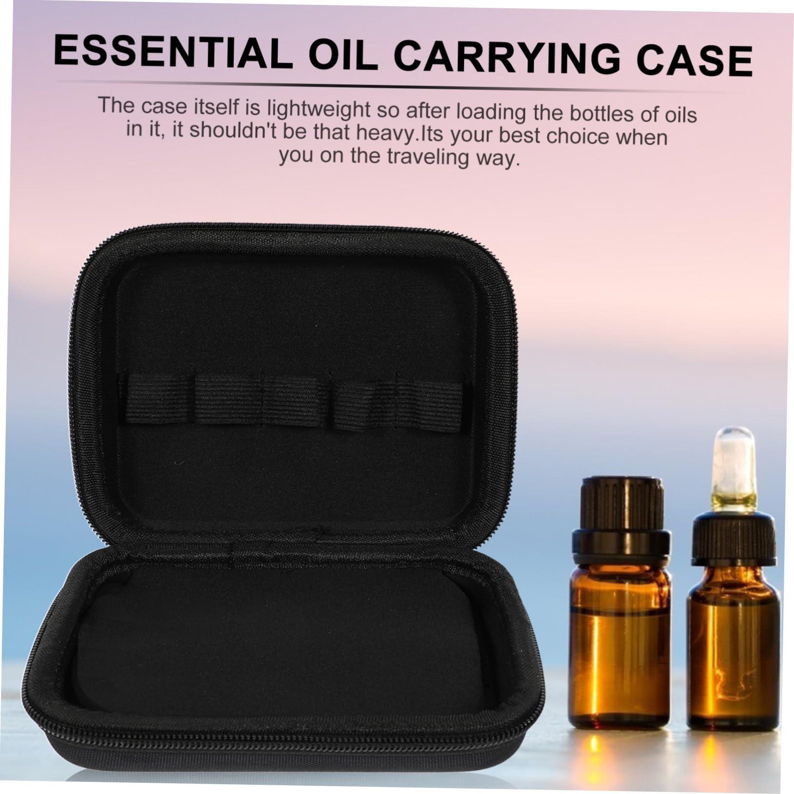 Angoily Angoily 2pcs Essential Oil Storage Box Travel Oils Roller Bottles Carrying Case Bank Essential Oil Holder Essential Oil for Diffuser Tote Bag Organizer Handbag Organizer Black Nylon