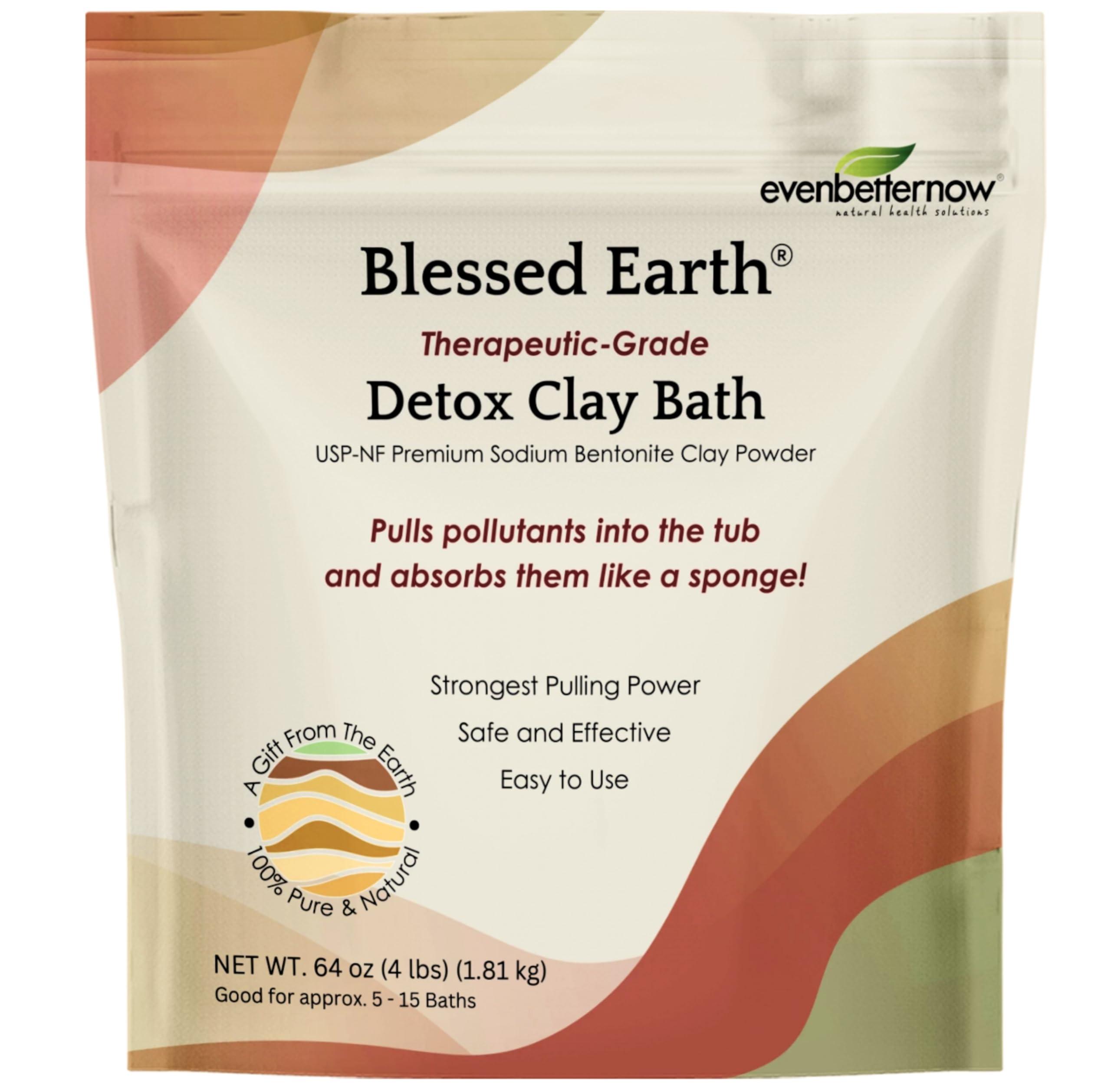 EvenbetterNow Blessed Earth Detox Clay Bath, 100% Pure Sodium Bentonite Therapeutic Grade - Removes Toxins, Impurities and Contaminants, by Evenbetternow LLC, 4 lbs (64 oz)