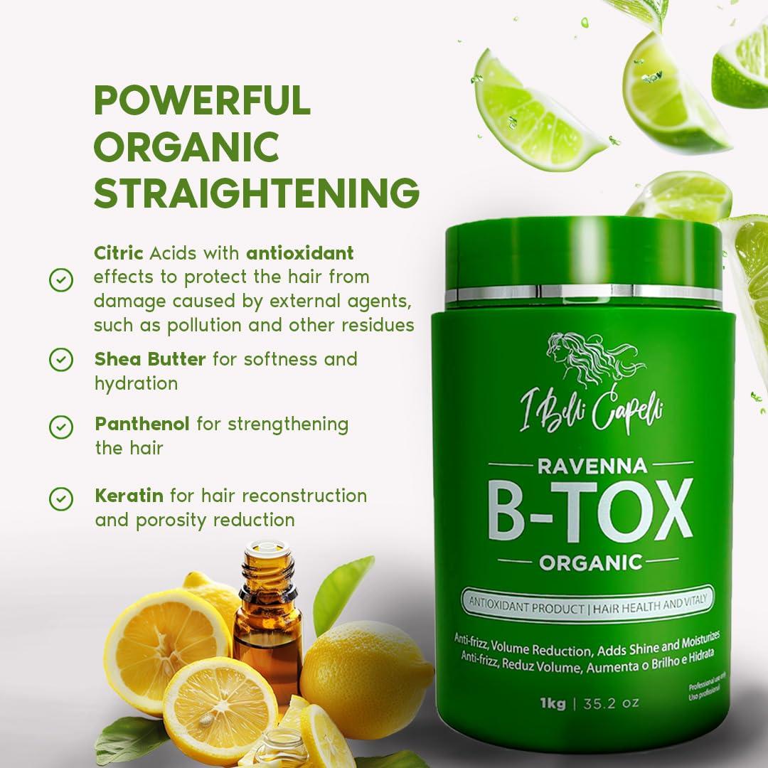 I Belli Capelli I Belli Capelli Ravenna Organic Hair B-tox Treatment - Formaldehyde-Free, Anti-Frizz Smoothing for Hair - 35.2 oz (1kg)