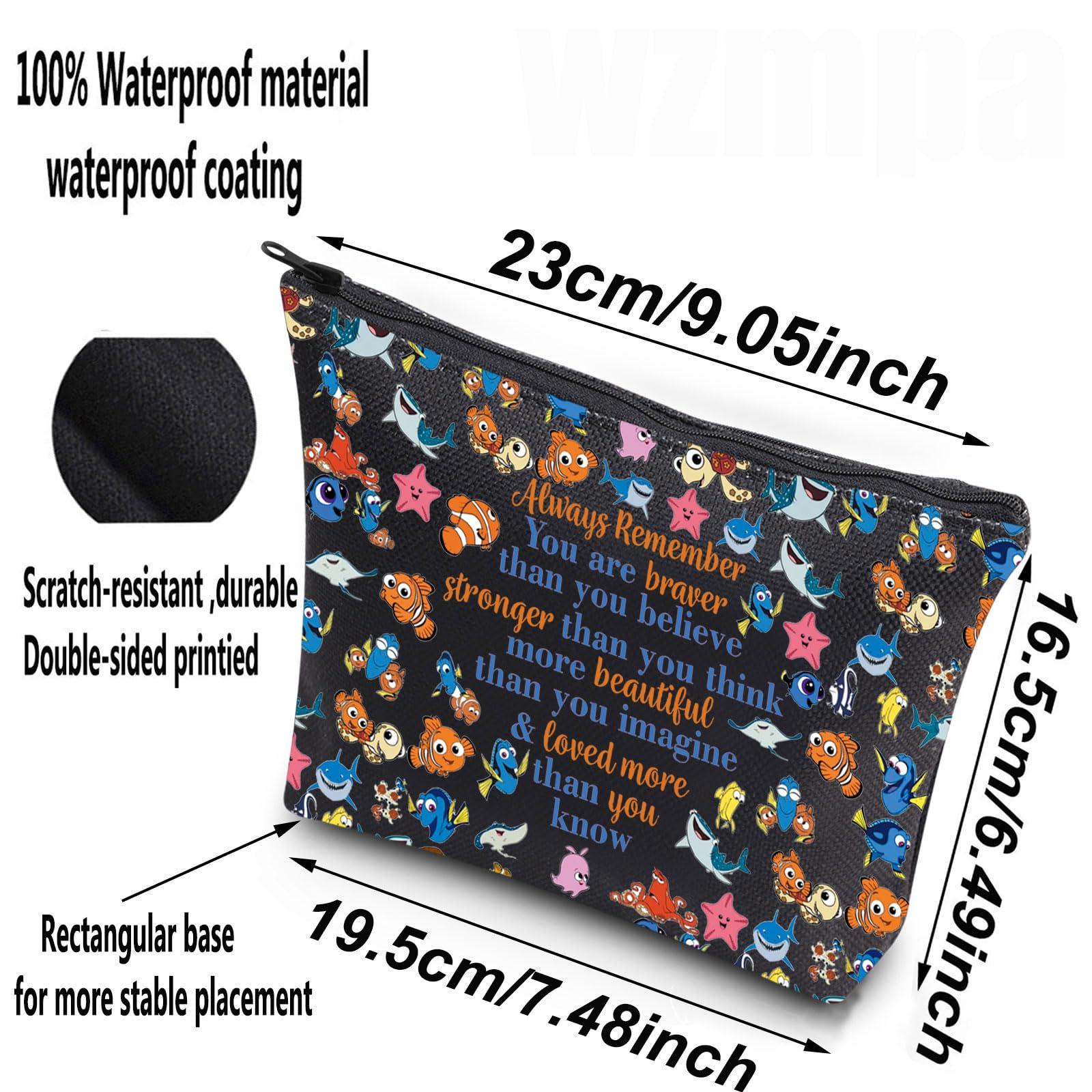 WZMPA WZMPA Nemo Cosmetic Bag Bruce & Marlin & Crush & Dory & Fans Gift You Are Braver Stronger Beautiful Than You Know Nemo Makeup Zipper Pouch Bag Dory Merch (Nemo-BL)