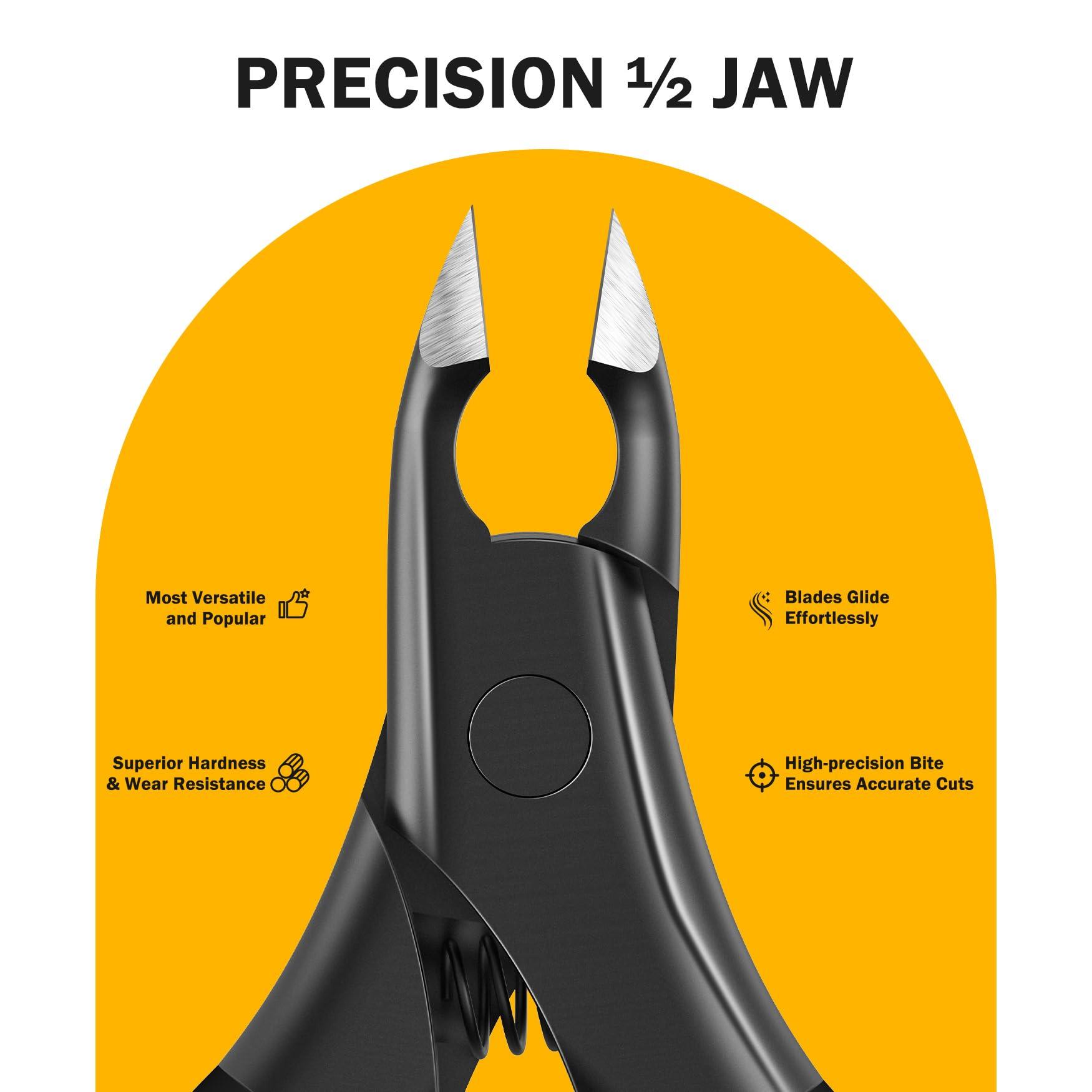 BEZOX BEZOX Cuticle Trimmer for Salon-Worthy Nails - Professional Half Jaw (5 mm) Cuticle Clippers with Anti-slip Silicon Handle, Precision Cuticle Cutters Premium Manicure Tool - Dark