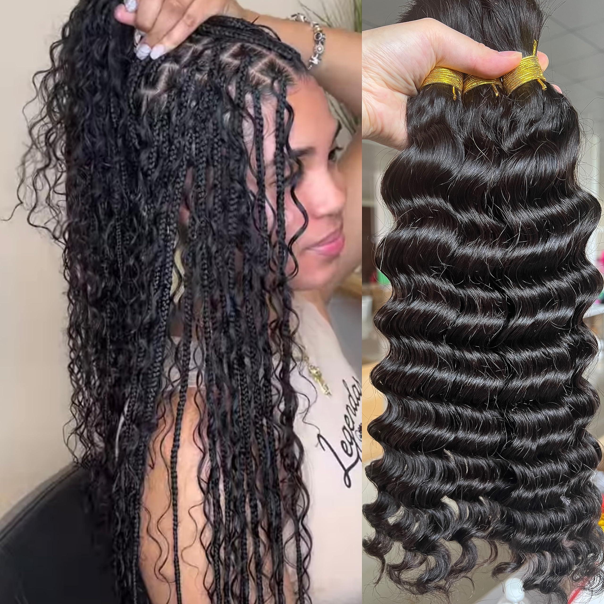 Limited Beauty Micro Bulk Human Hair for Braiding Deep Wave wave 20 Inch 200g (Pack of 2) Virgin Human Braiding Hair for Micro Braids Hair No Weft Human Hair Braids Extension Double Drown Full End Bulk Hair