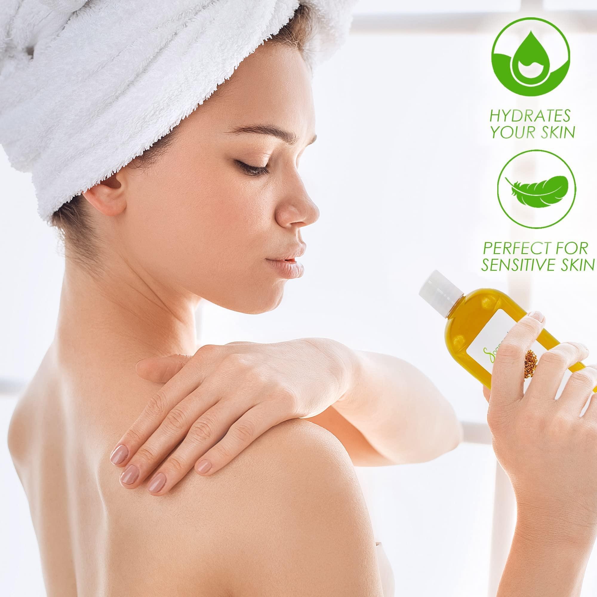 Soapeauty Soapeauty Flax Seed Oil Unrefined Cold Pressed 100% Pure and Natural | for Skin, Hair and DIY Recipes | Source of Omega-3 & ALA | 64 fl oz