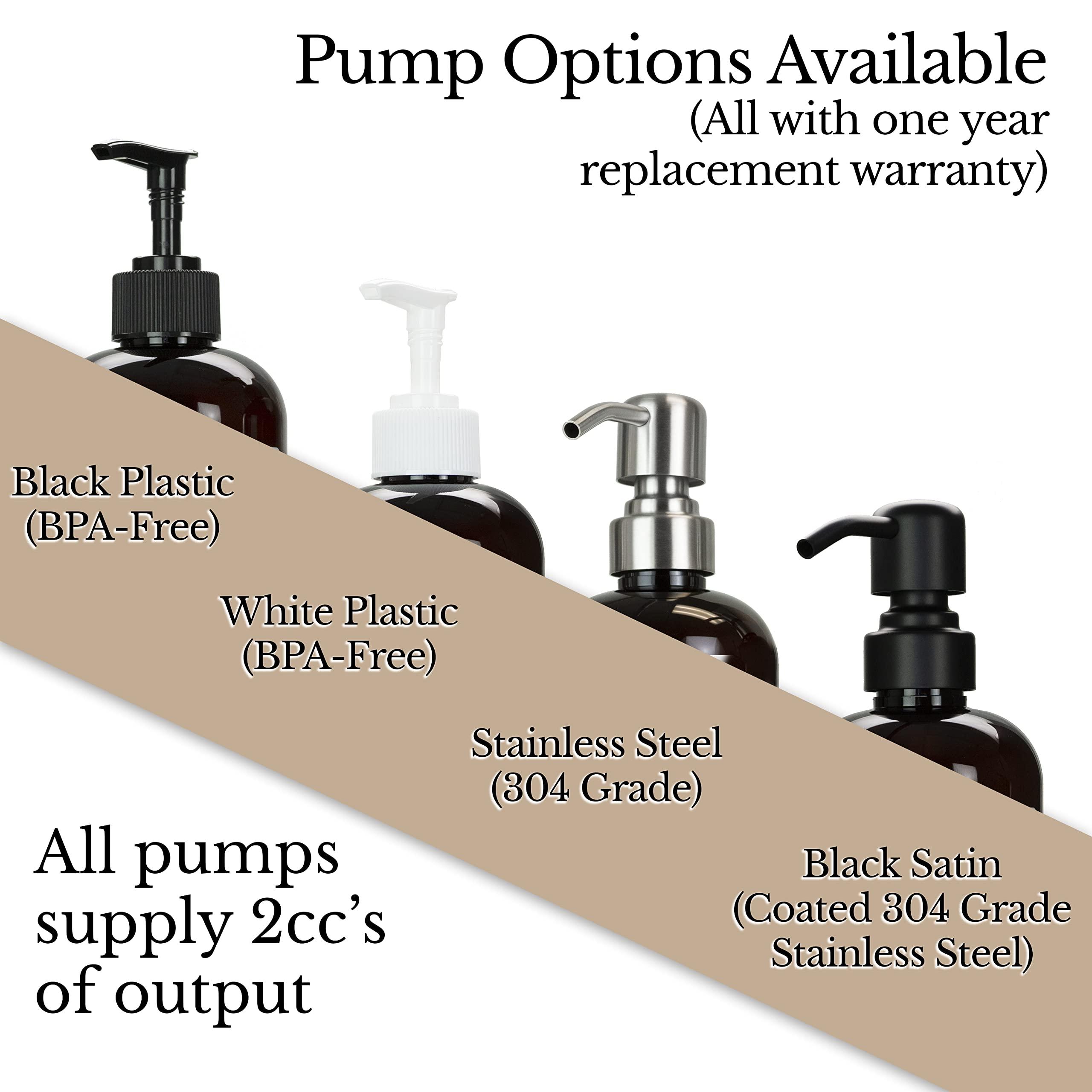 Artanis Home Amber Refillable Shampoo and Conditioner Bottles - Body Wash, Shampoo and Conditioner Dispenser - PET Plastic Shampoo Bottles Refillable with Pump - Waterproof Labels - 16 oz, 3 Pack (Black Satin)