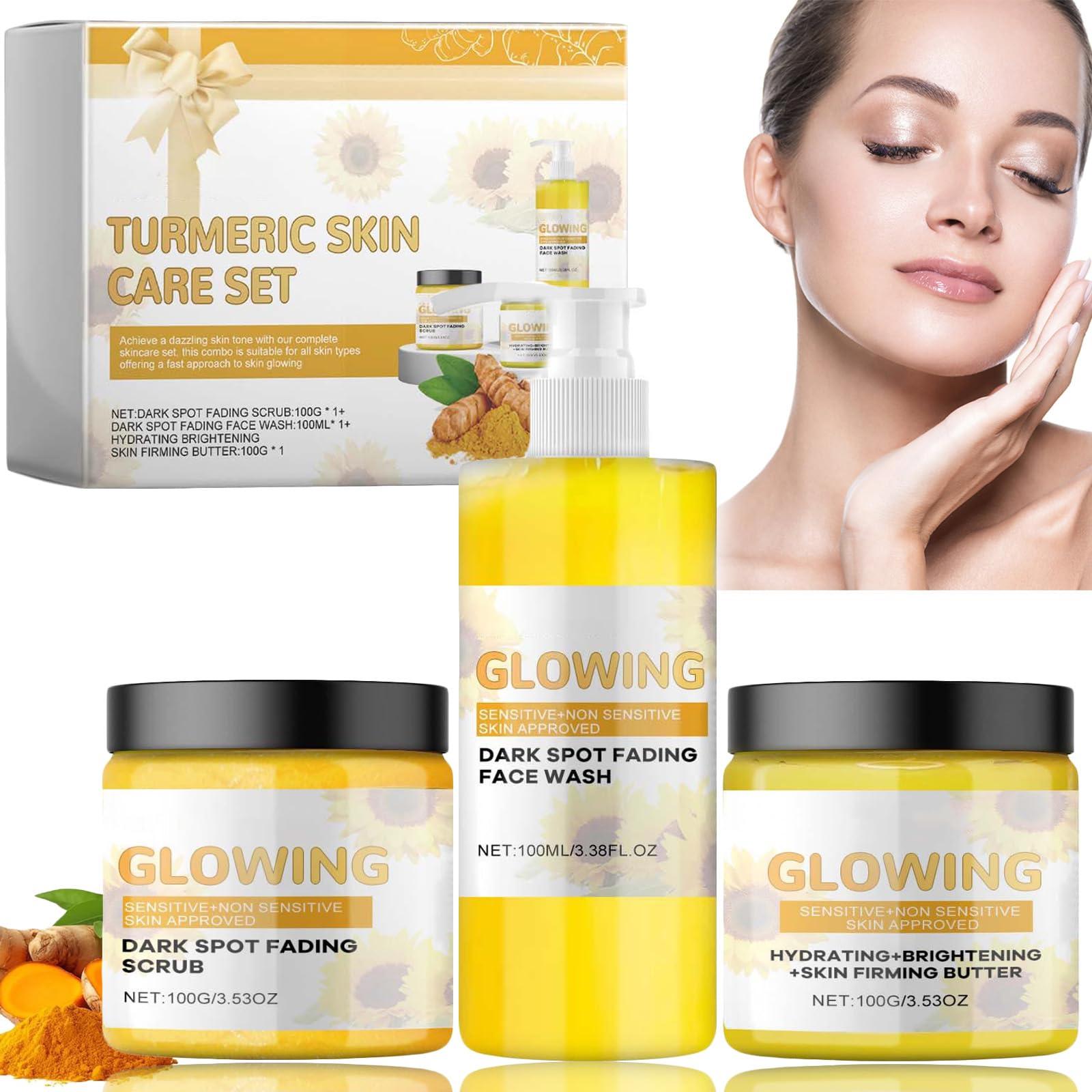 Omexry Turmeric Glow Combo Skincare Set, Turmeric Skin Care Set, Turmeric Glow Face Wash, Turmeric Scrub Glow Butter and Glow Butter, Face Care Set for Women (1 Set)
