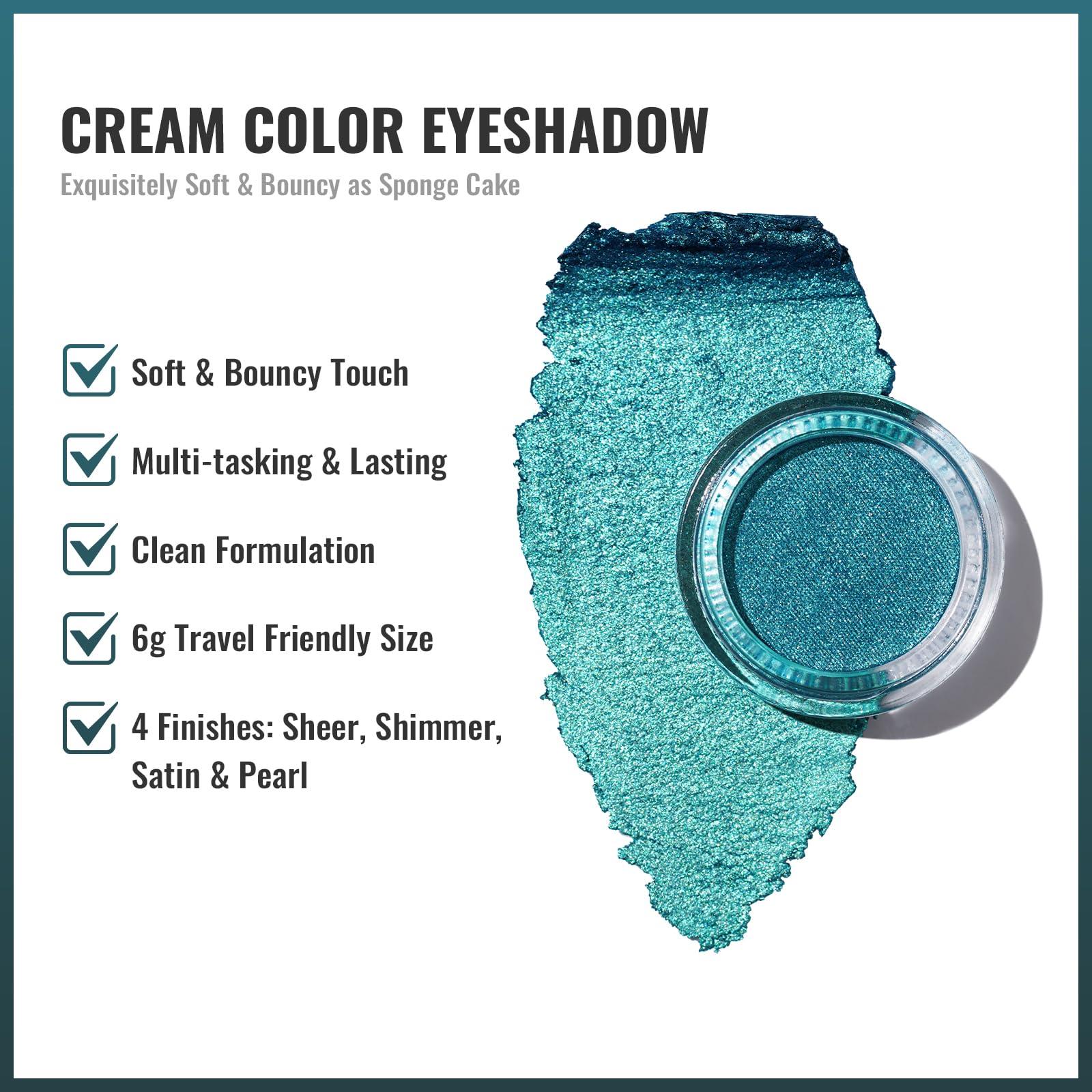 Oulac Oulac Teal Eyeshadow Green Glitter Eyeshadow Highly Pigmented Eye Shadow Waterproof & Long Lasting for Women with Moisturizing Formula. Multi-use for Highlighter. 6g (14)