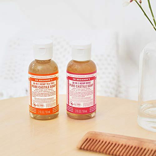 Dr. Bronner's Dr. Bronner’s - Pure-Castile Liquid Soap (Rose, 2 ounce) - Made with Organic Oils, 18-in-1 Uses: Face, Body, Hair, Laundry, Pets and Dishes, Concentrated, Vegan, Non-GMO