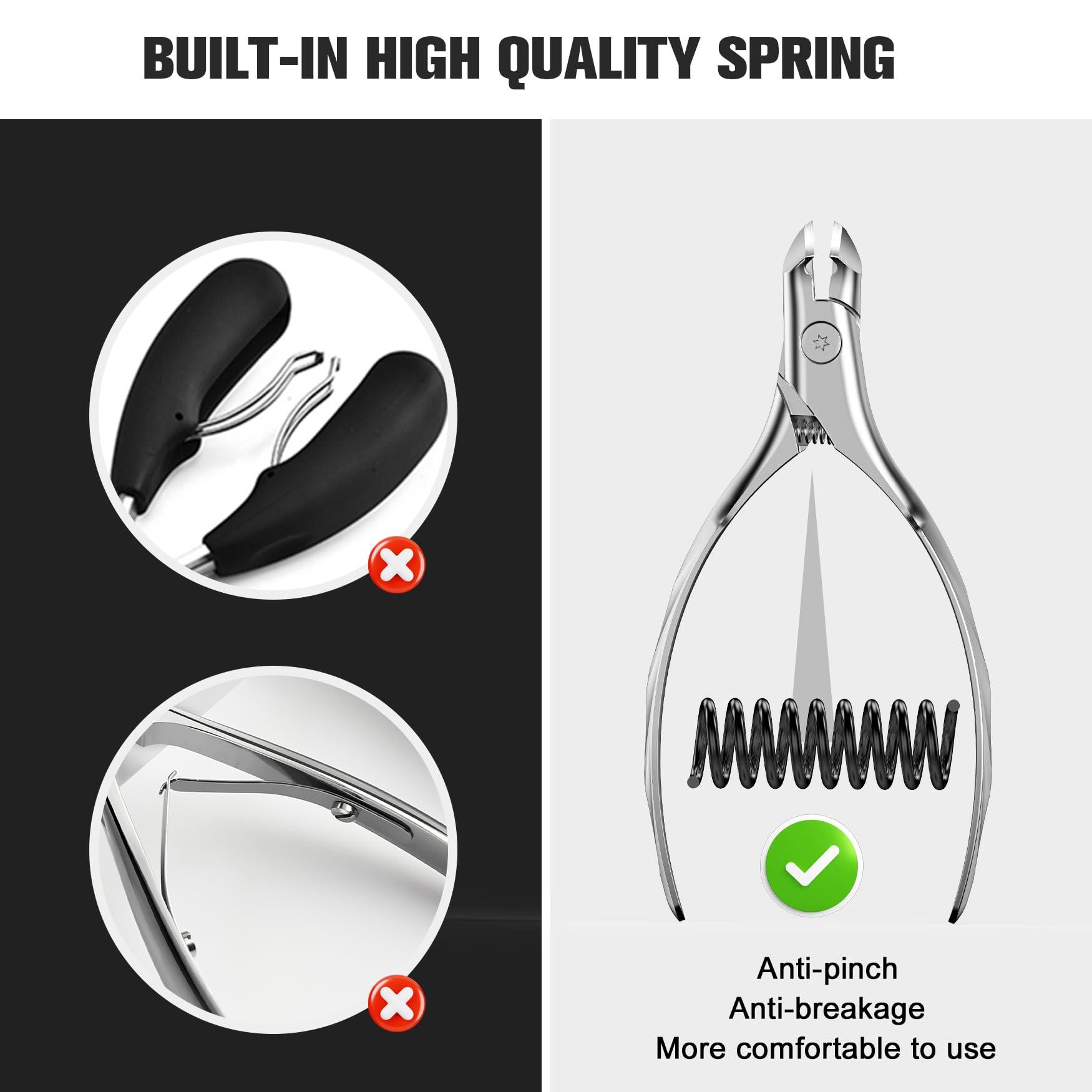 FERYES FERYES Wide Jaw Thick Toenail Clippers Thick Toenails - Precision Stainless Steel Toe Nail Clippers for Thick Nails for Seniors with Catcher - Silver