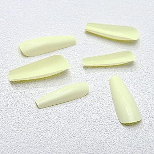 Blufly Blufly Glossy Press on Nails Long Square Coffin Fake Nails Acrylic False Nails Tips Ballerina Nails for Women and Girls (Blue) (Style C)