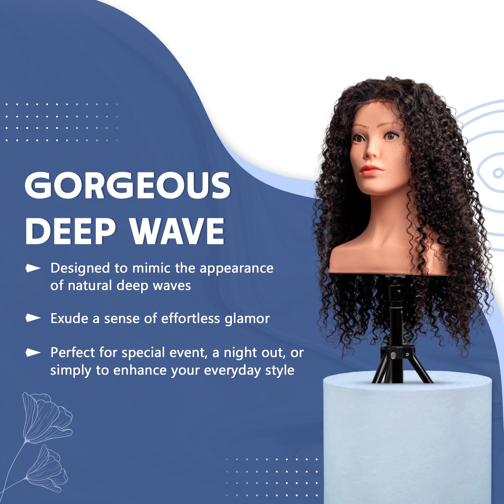 Generic 30 Inches Black Wig with Deep Wave Style (13 x 4) - Transparent Lace Front Wig - Premium Long Hair Extension for Women - Pre Plucked Lace Frontal Wig