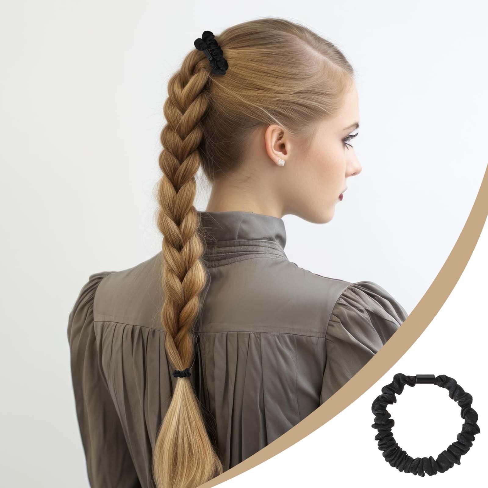 DIVINA VITAE Satin Hair Tie, 12Pcs No Slip Satin Hair Scrunchies Soft Silk hair scrunchies, Black Elastic Hair Ties No Damage Small Silk Scrunchies Cute Silk Ponytail Holders For Women Girls Thick Thin Hair