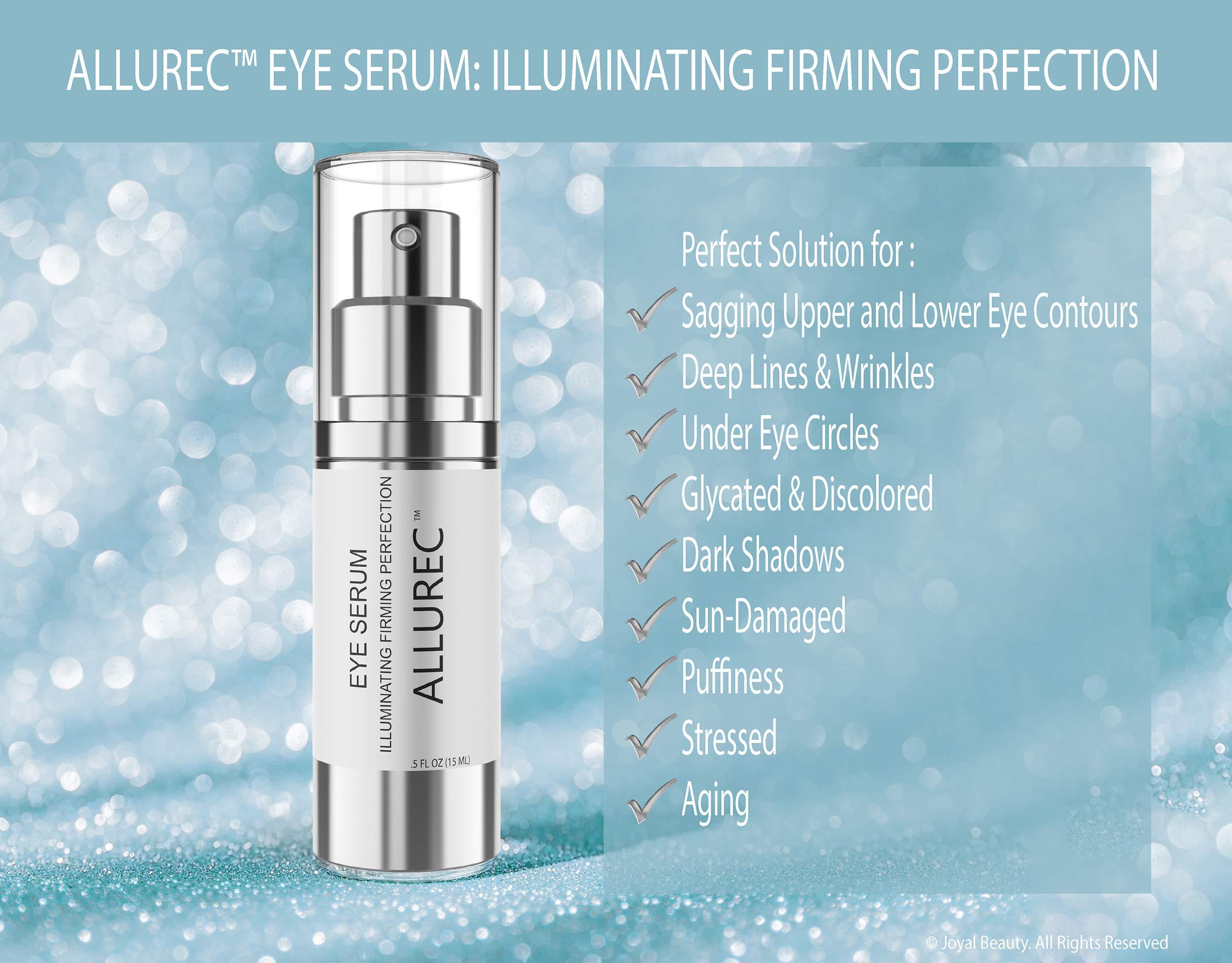 JOYAL BEAUTY ALLUREC Eye Cream Serum: Illuminating Firming Perfection. Best Eye Serum Peptides Cream for Firming Lifting Eyelids Anti- Aging Winkles Bags Dark Circle Puffiness Total Effects.