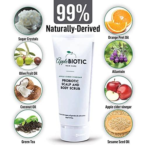 AppleBiotic Apple Cider Vinegar Scalp Scrub 2PK - Exfoliating Scalp Treatment with Coconut & Sesame Seed Oils - Moisturizes & Relieves Itchy, Flaky Skin. Hair Scrub & Scalp Cleanser for Build Up, Healthy Hair