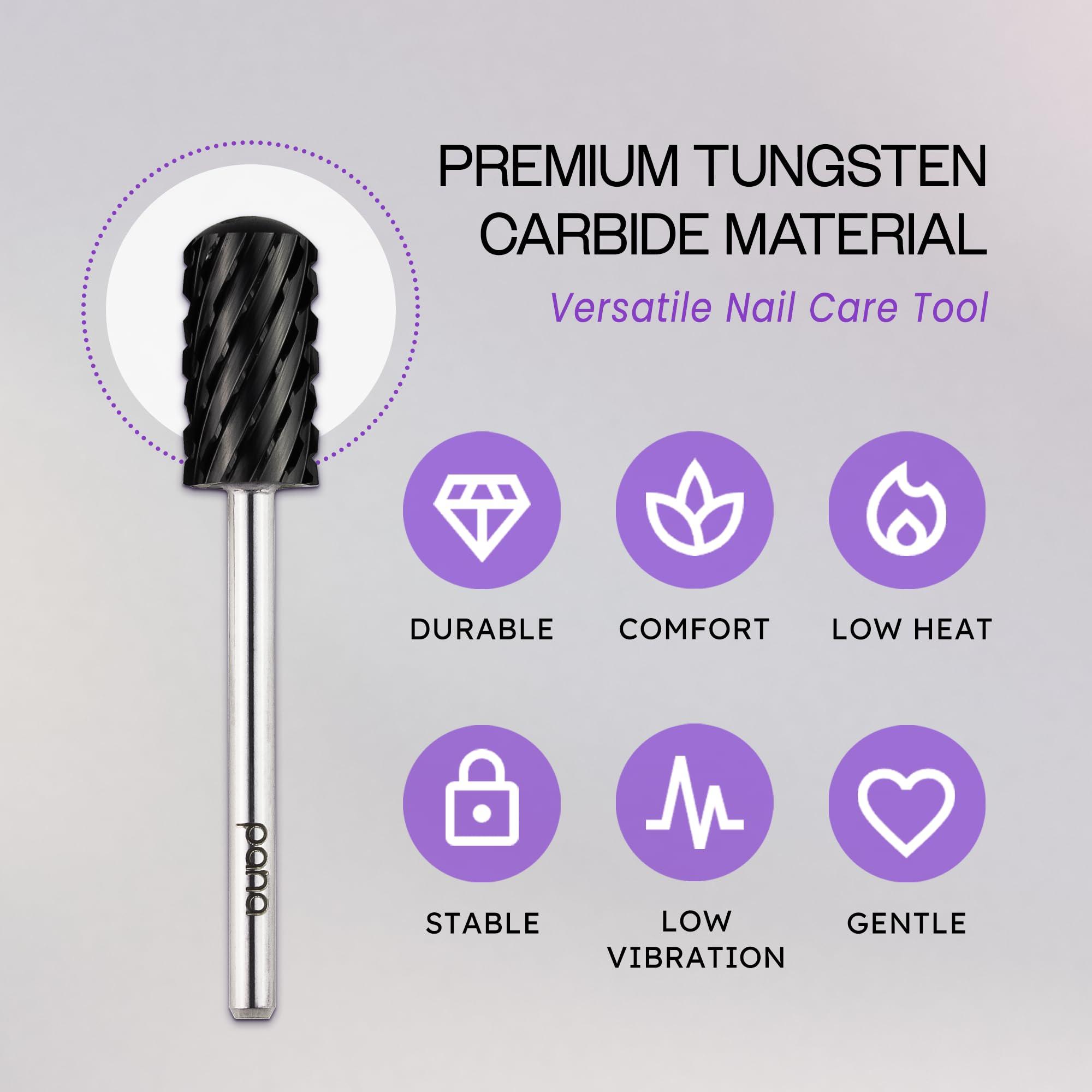 PANA USA Pana DLC 3/32\" Safety Nail Carbide - Smooth Round Top Large Barrel Head for Electric Dremel Drill Machine (Black, 3XC Grit)