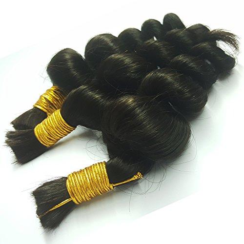 Hannah Queen Hannah Queen product Wholesale Human Hair Bulk In Factory Price 3 Bundle 300g Brazilian Loose Wave Bulk Hair For Braiding Human Hair No Weft(18 18 18inch Natural Black 1B)