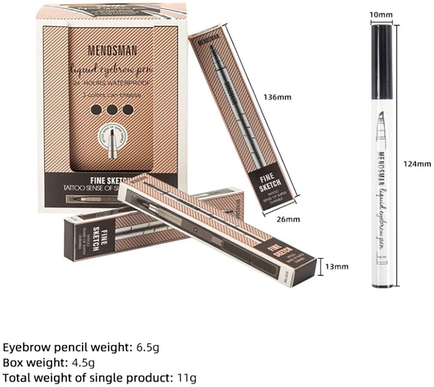 QUEMISS QUEMISS Brow Pen Waterproof Eyebrow 3D Pen Microblading Brow Pencil Makeup with 4 Fork Tip Micro-Fork Liquid Eyebrow Pencil (2#Brown)