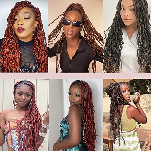 ZRQ 24 Inch New Faux Locs Hair 2Packs Synthetic Natural Wavy Crochet Hair Pre-Looped Most Natural Goddess Soft Locs Hair Extensions for Black Women (24 Inch, 30#)