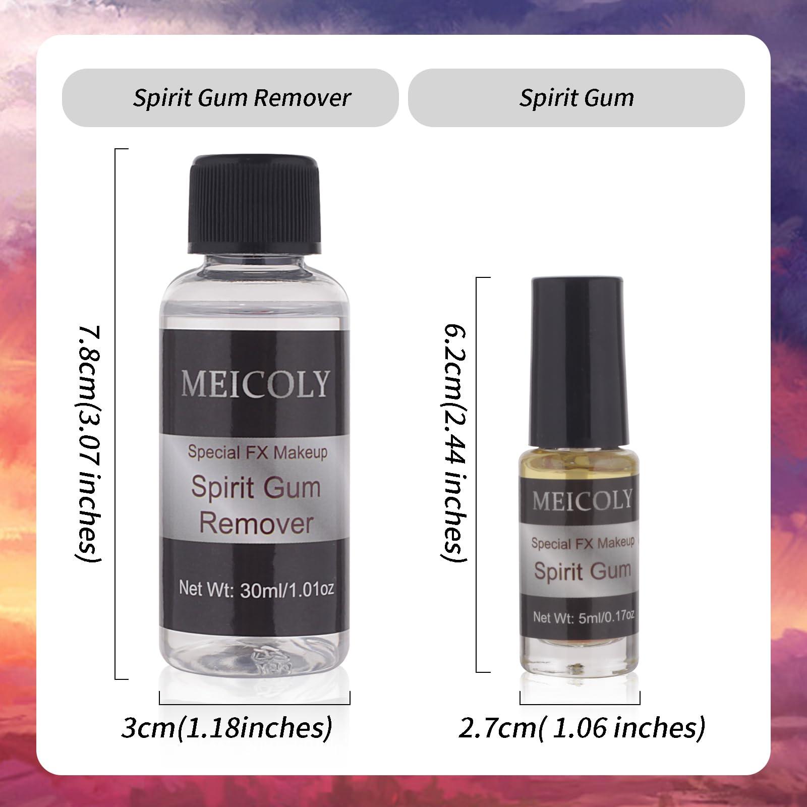 MEICOLY MEICOLY Spirit Gum Adhesive and Remover Combo Kit,Prosthetic Bald Cap Adhesive Glue,Face Skin Glue for Costume,Pro Makeup Glue Adhesive for Face Body Mustache Beard