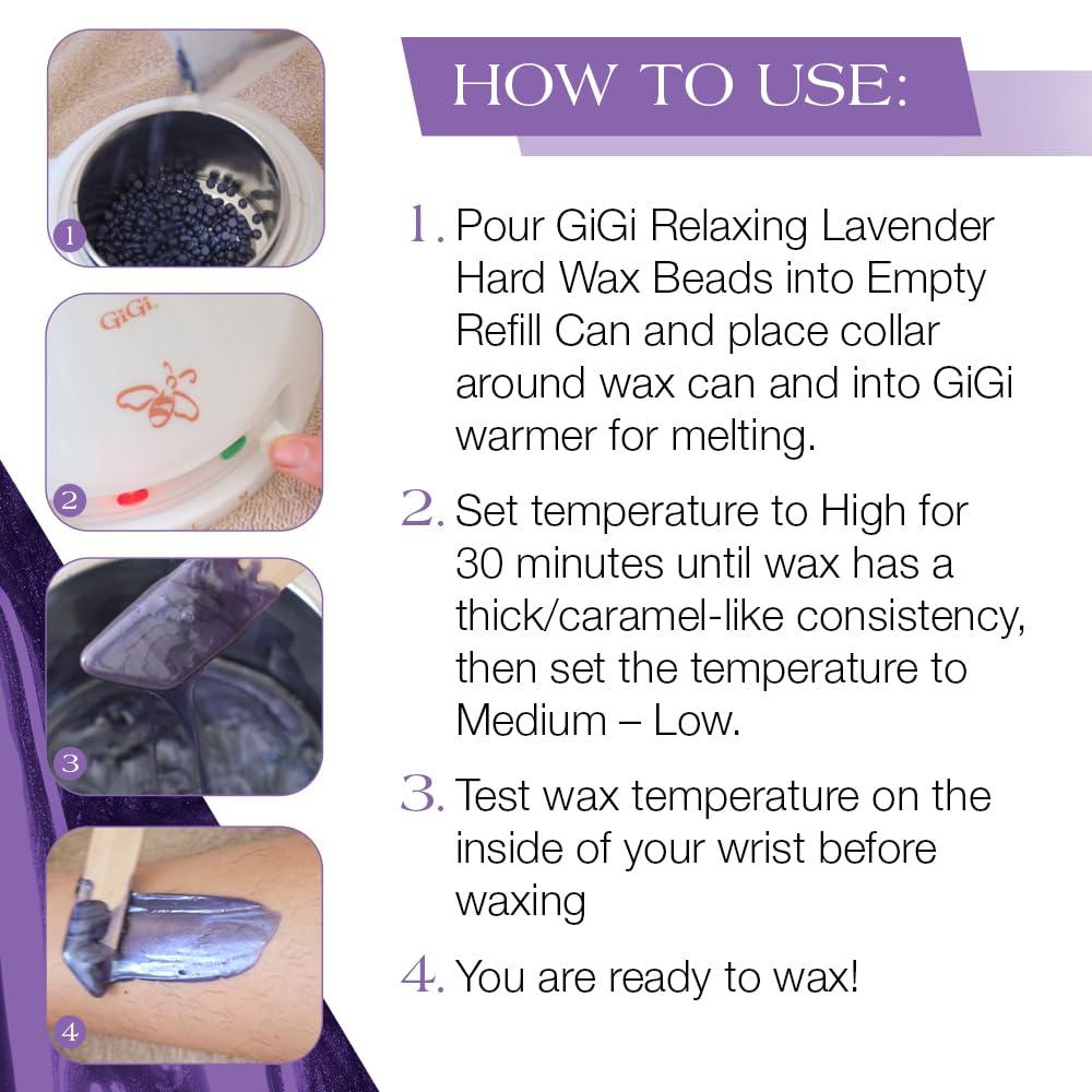 GiGi GiGi Hard Wax Beads Refill Can 14 oz and Relaxing Lavender Hard Wax for Hair Removal 14 oz