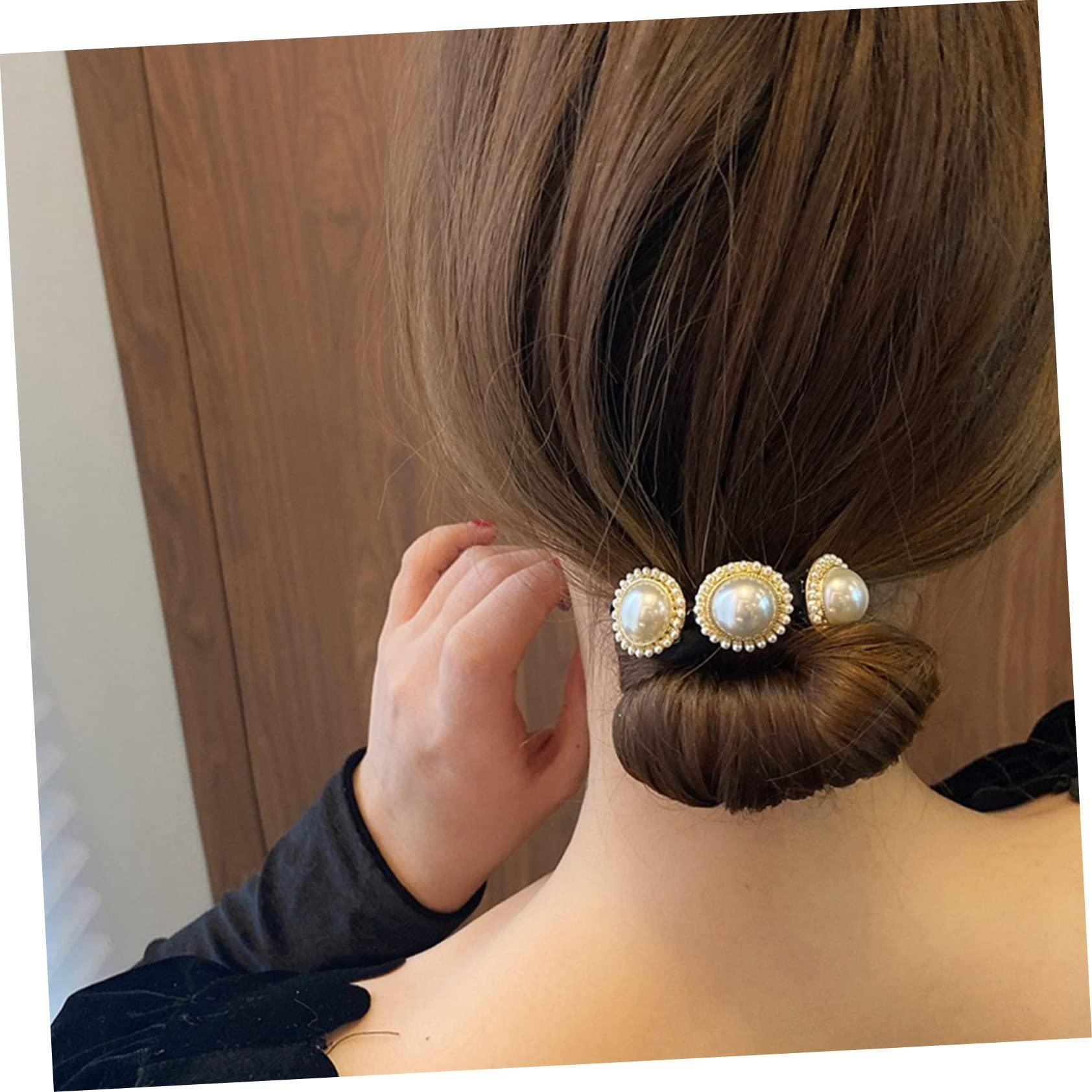 minkissy minkissy Hair Bun Maker Set 2pcs Donut Bun Makers Hair Donut Bun Holder for Women Hair Bun Former Pearl Flower Design for Girls Ladies
