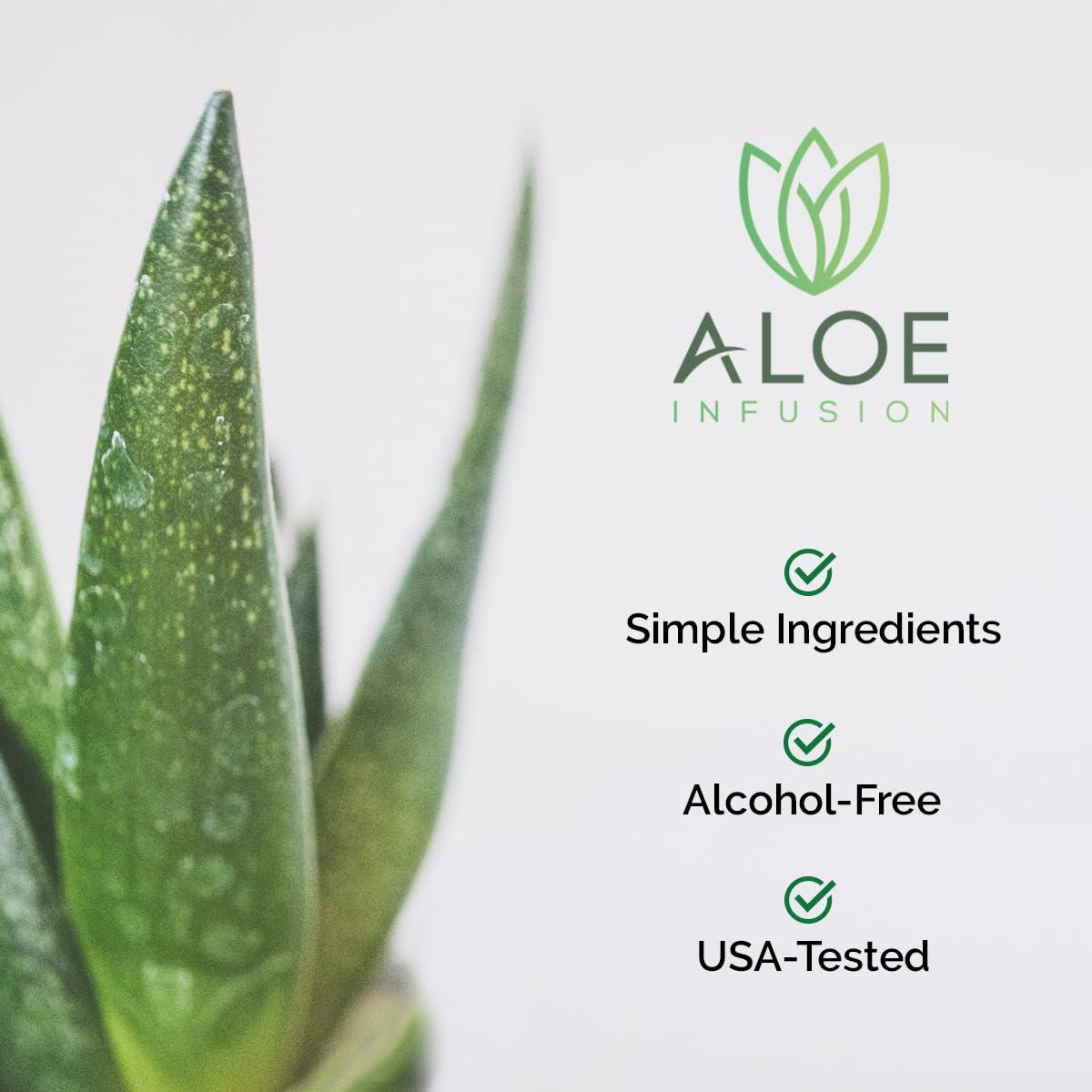 Aloe Infusion Aloe Infusion Organic Aloe Vera Gel - Deeply Hydrating, Skin Nourishing After Sun Skin Care for Face, Body and Hair - Sunburn, Redness and Itchy Skin Relief - USA-Tested - 16 Oz