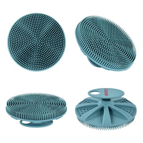 INNERNEED INNERNEED Food-Grade Soft Silicone Body Scrubber Shower Brush Handheld Cleansing Skin Brush, Gentle Exfoliating and Lather Well (Dark Green)