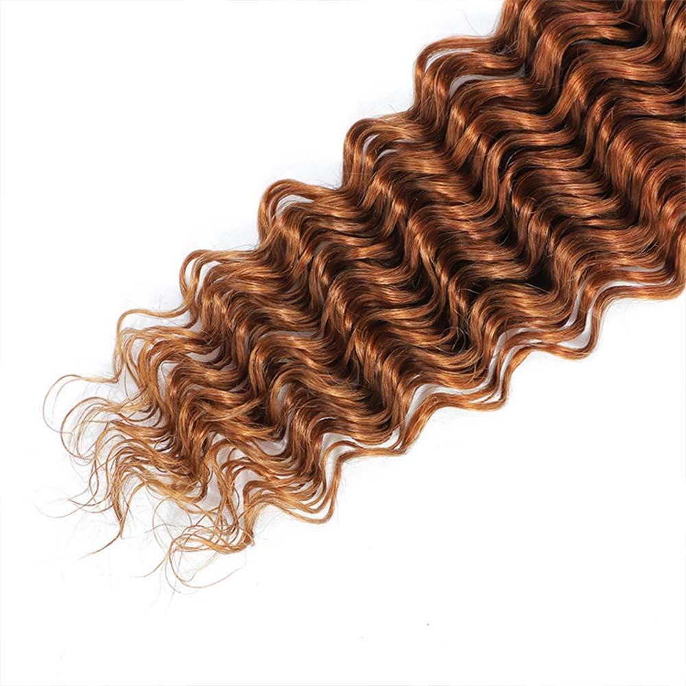 MAMART 10 12 14 inch 1B30 Ombre Bundles Brown Deep Wave Huamn Hair Bundles Ombre Brazilian Bundles Human Hari Wet and Wavy Bundles Unprocessed Brazilian Virgin Human Hair 100g/Pc Extension For Black Women